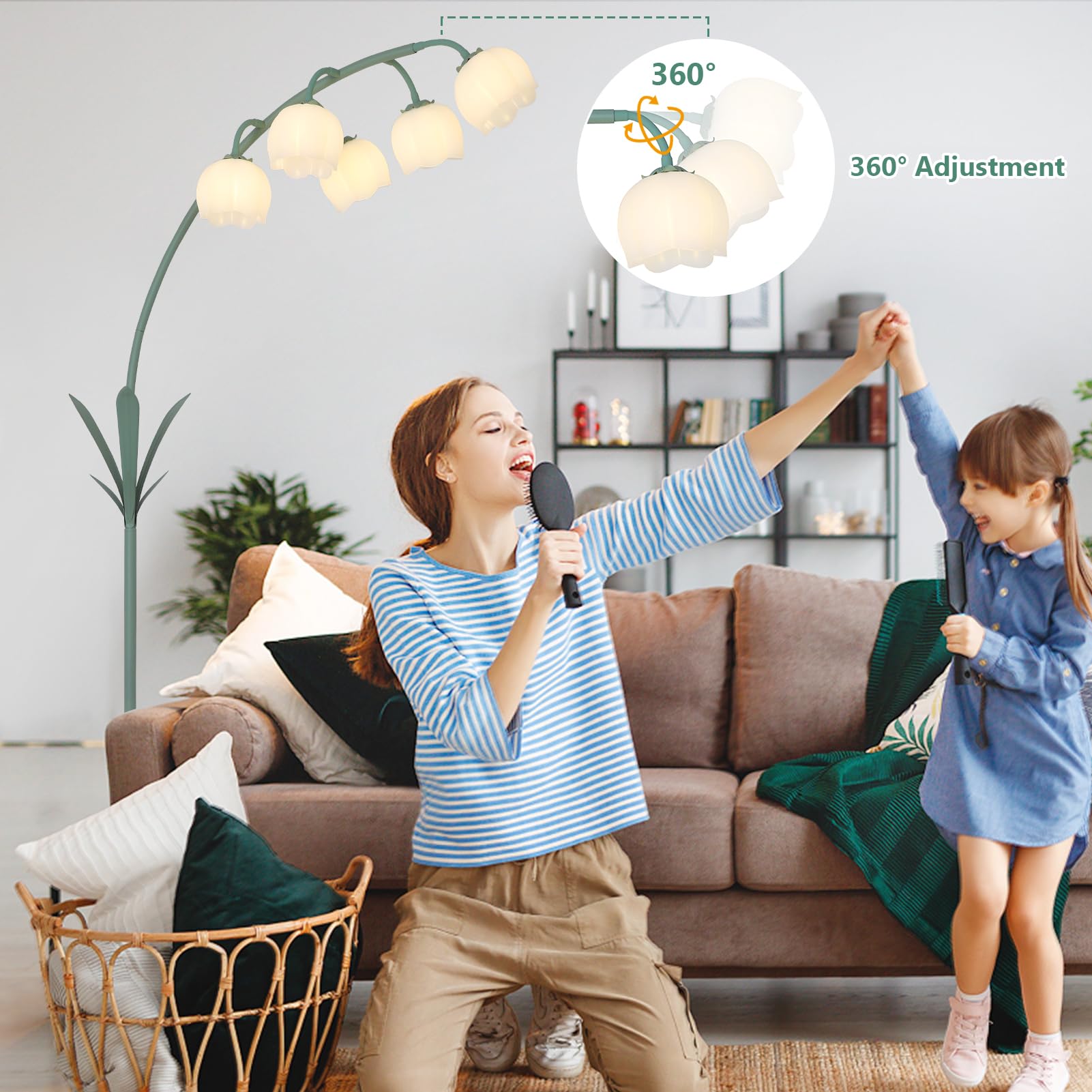 Best Flower Floor Lamp Picks for 2026 1 HMVPL Arc Floor Lamp for Living Room, Flower Floor Lamp with 5 G9 LED Bulbs, Foo — product photo