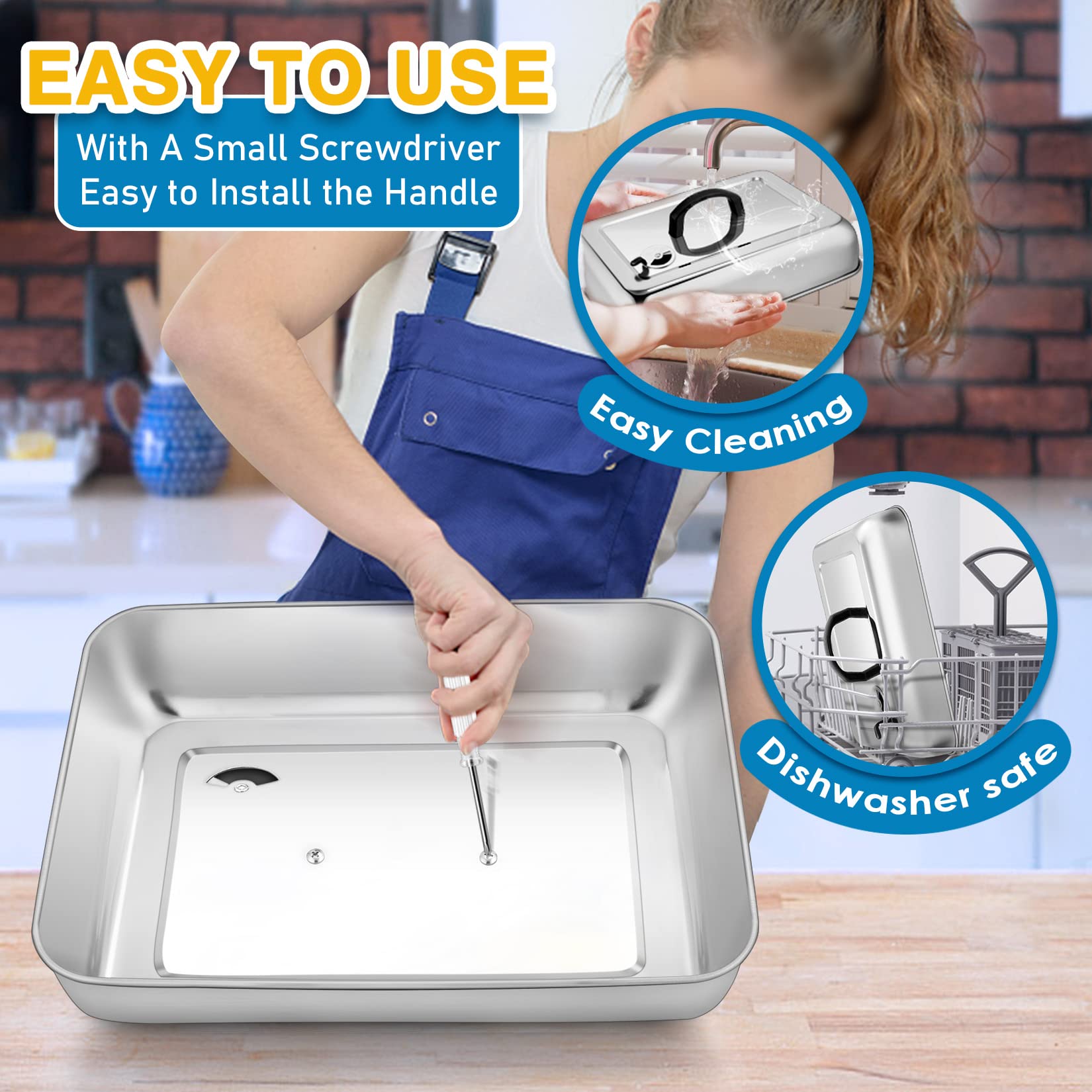 13 Inch Rectangular Basting Covers with Adjustable Vent, Joyfair Stainless Steel Cheese Melting Dome for Outdoor BBQ Grilling/Flat Top Griddle, Steaming Vent & Heat-resistant Handle, Dishwasher Safe