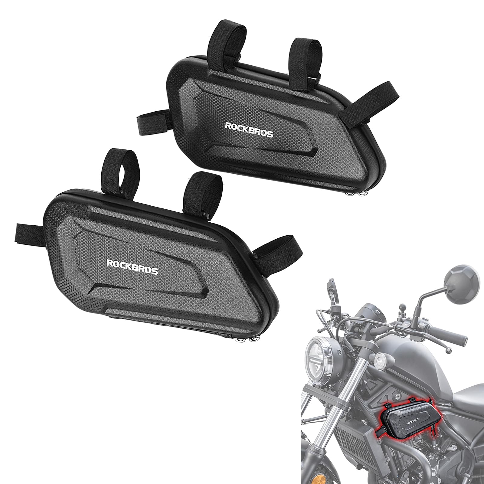 Motorrad-Seitentasche 1.5 L Hartschalen-Werkzeugtasche | Kompatibel mit Honda Rebel CMX250/300/500/1100, Wasserdicht, Satteltasche, Linkes und rechtes Set