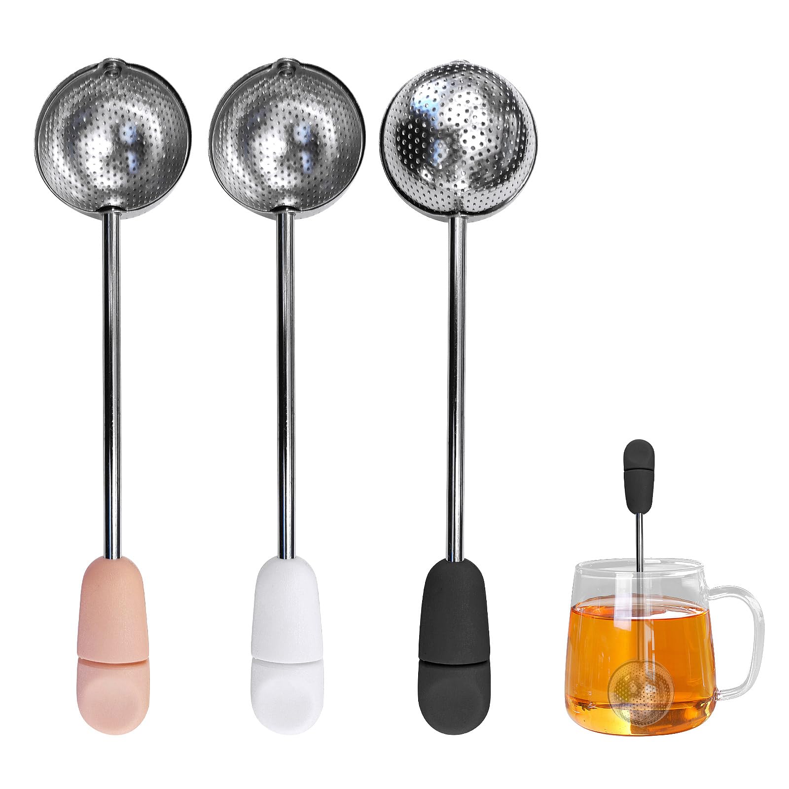 Lot de 3 infuseurs à thé en maille d'acier inoxydable réutilisables pour thé et café naturels