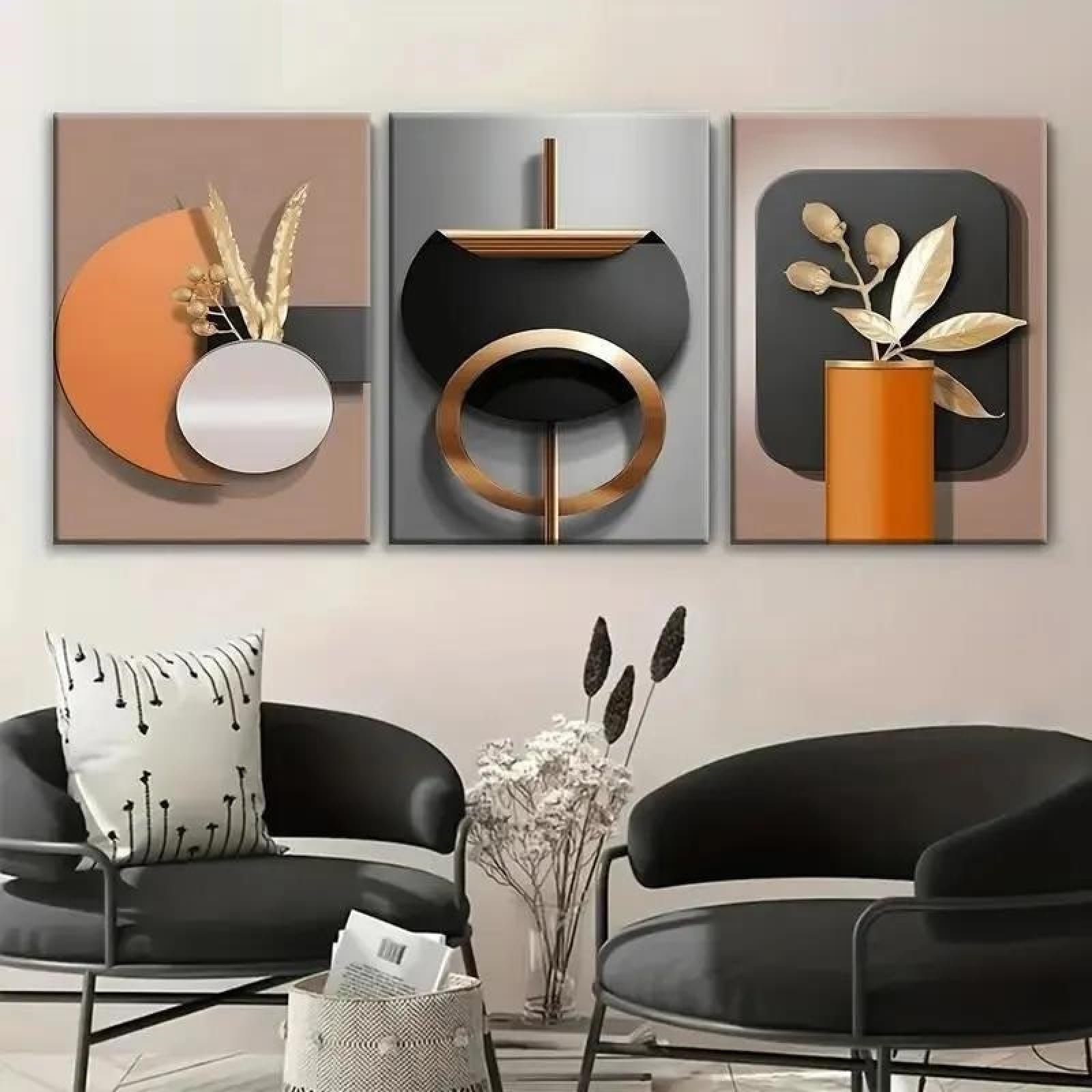 Yocheng 2D Plane 3 Piece, Popular Theme, Including Characters, Flowers, Landscape Cloth Painting 50x70cmx3 No Frame