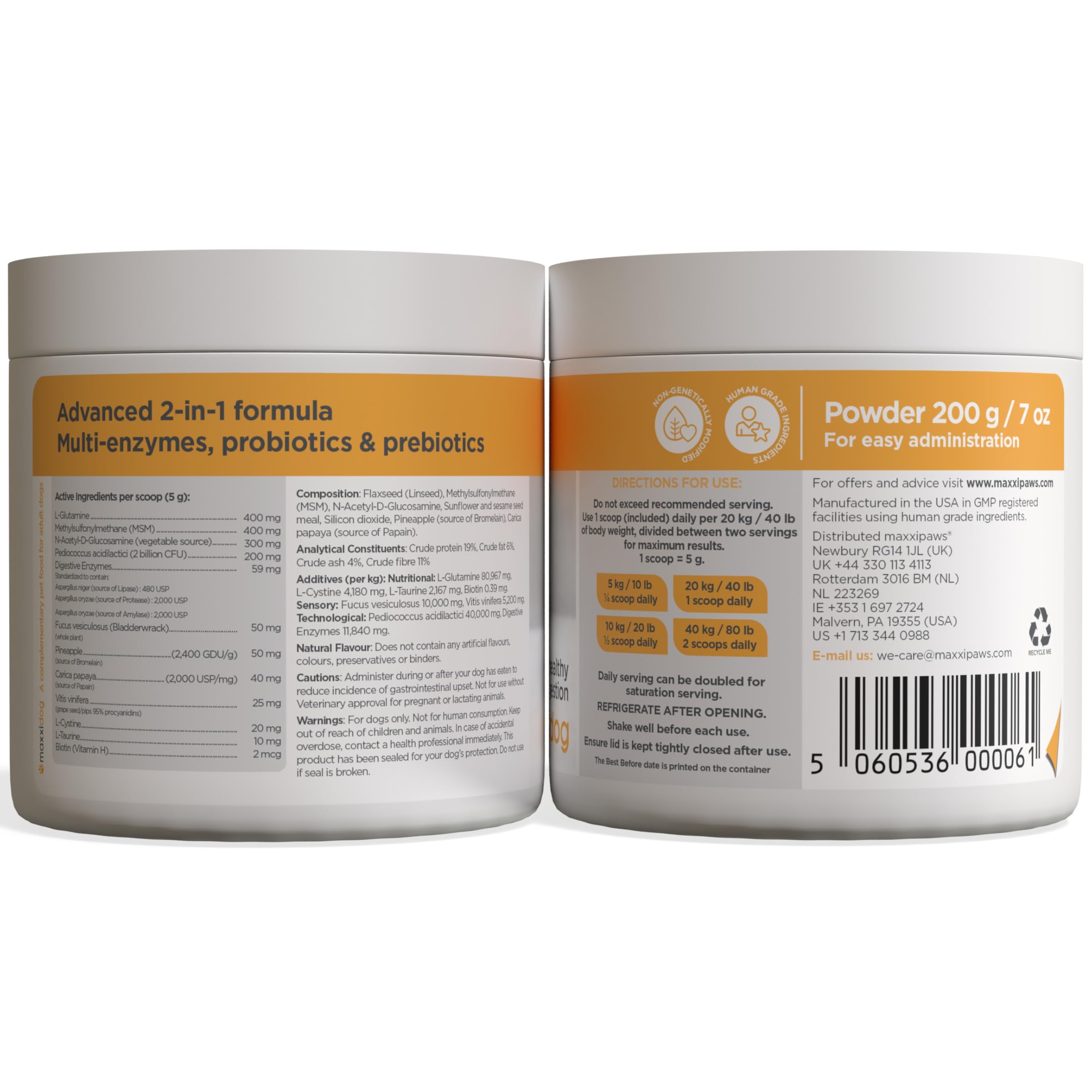 maxxipaws maxxidigest+ Prebiotici e Probiotici per Cani - Integratore per l'Apparato Digerente e il Sistema Immunitario, 200g