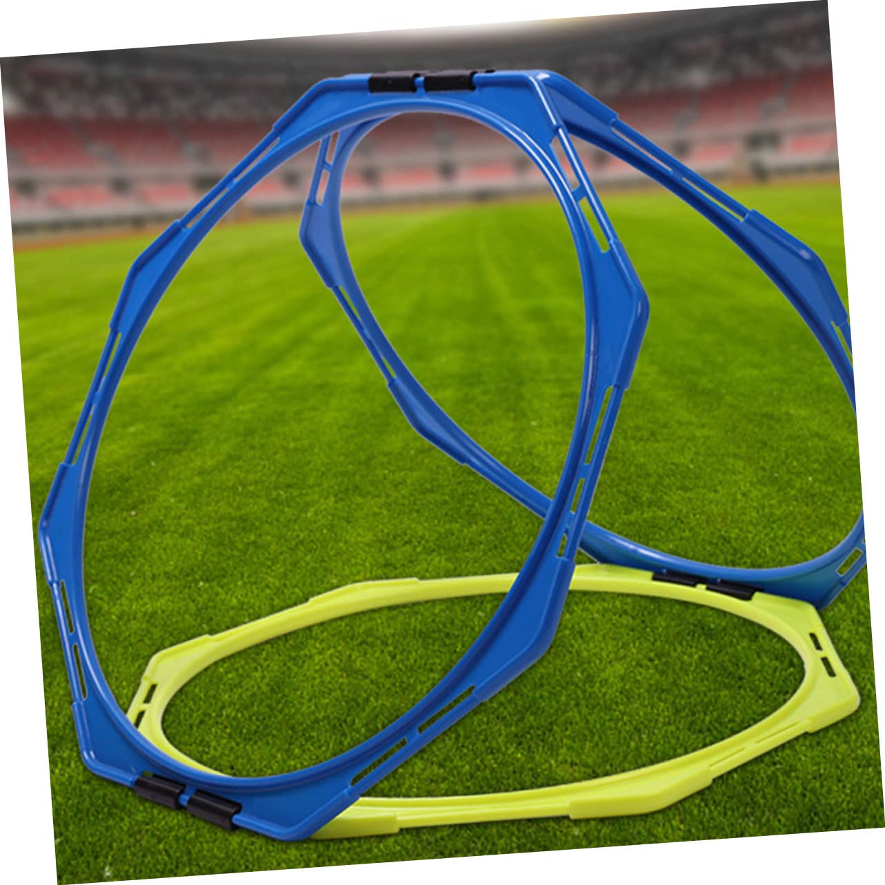WOONEKY Anelli di Agilità per Allenamento Calcio, 4 Unitá, PP, Stabili e Flessibili per Esercizi di Velocità e Coordinazione