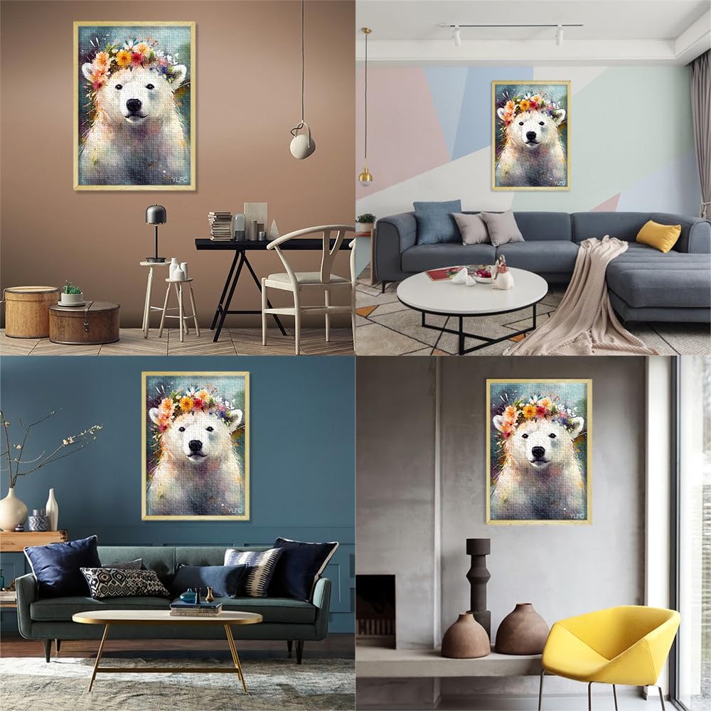 Puzzles Adultes 2000 pièces Ours Polaire Bébé Maison Jeux éducatifs Jouets DIY Décoration intérieure Unique et Cadeaux 27,56 po x 39,37 po Adolescents de 14 Ans et Plus