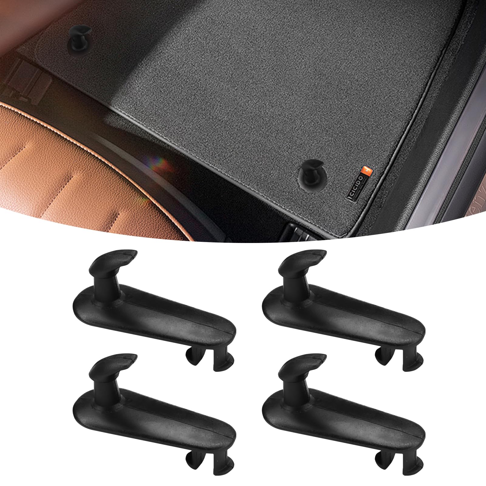 4PCS Car Floor Mat Fixing Clip, Replacement #08210-00820 08211-00720 Carpet Mat Fixing Buckles Hooks, Car Accessories Cargo Mat Clip Compatible with Toyota Lexus(Black)