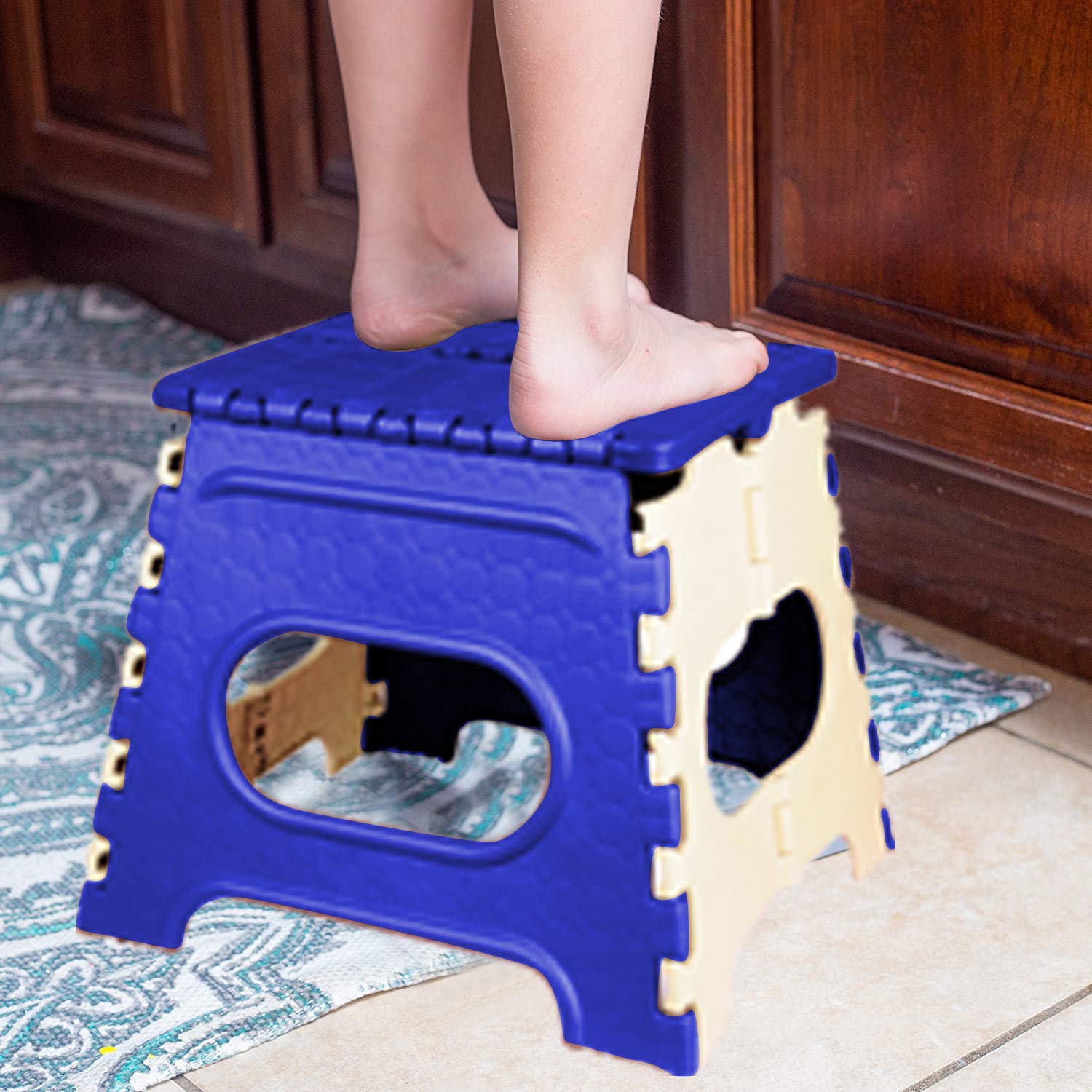 LAFILLETTE Folding Step Stool - 12 inch Height Premium Heavy Duty Foldable Stool for Kids & Adults, Kitchen Garden Bathroom Stepping Stool 2