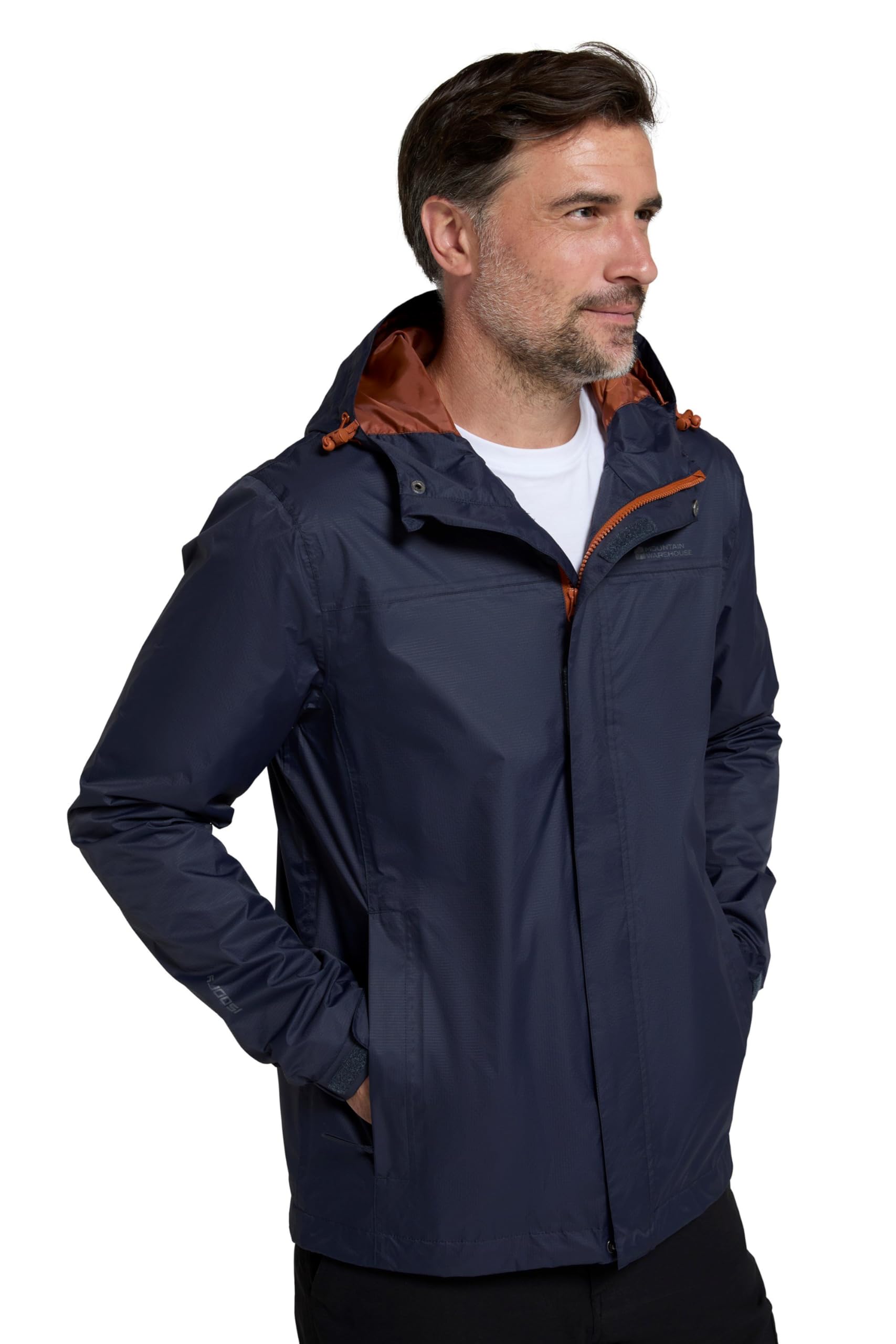 Mountain Warehouse Torrent Mens Waterproof Rain Jacket - Waterproof & Lightweight Raincoat with Taped Seams, Zipped Pockets - Spring Summer Travelling & Outdoors Dark Blue 3XL