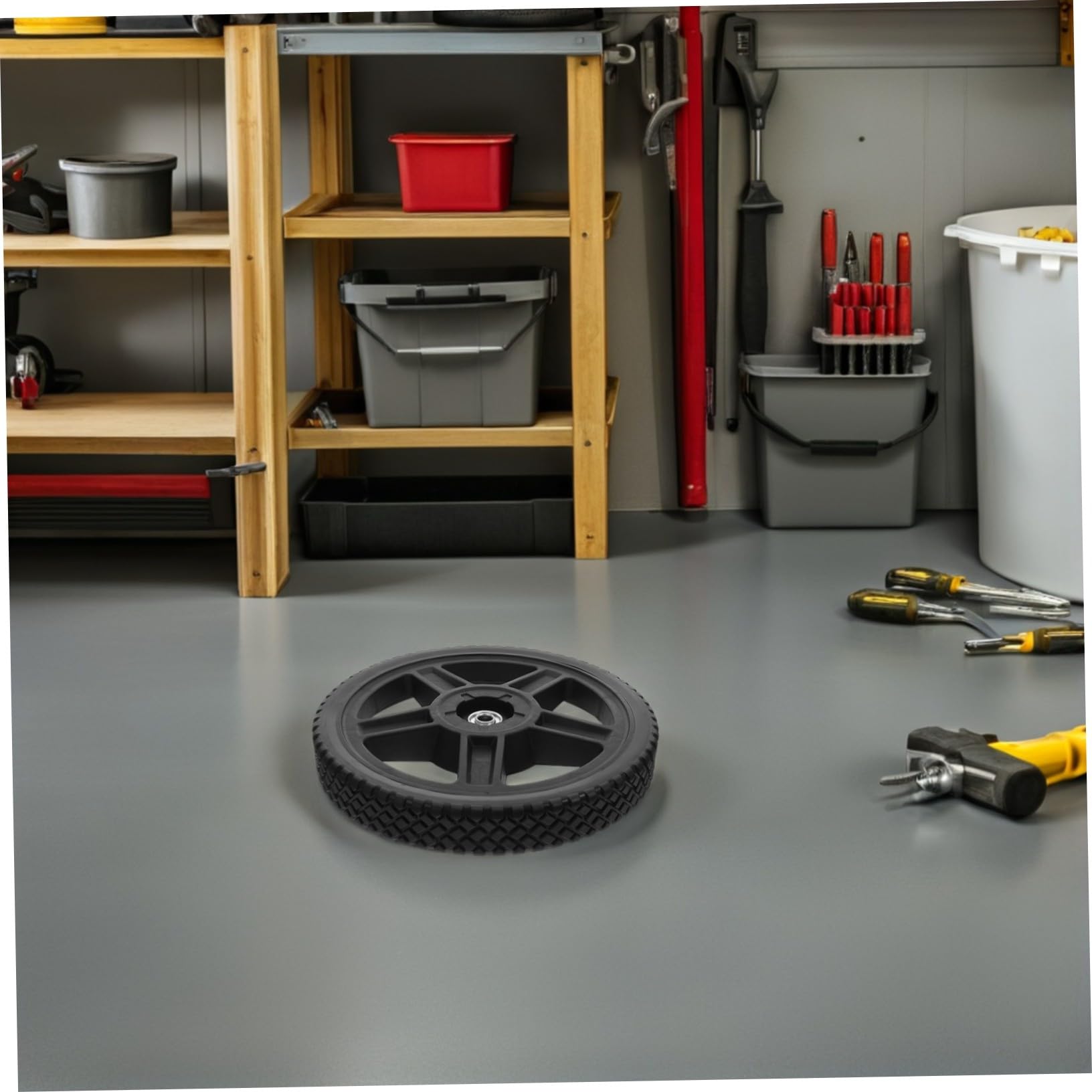 2 Piezas rueda de cortacésped ruedas de plástico para empuje de la cortacésped de polivinilo Negro