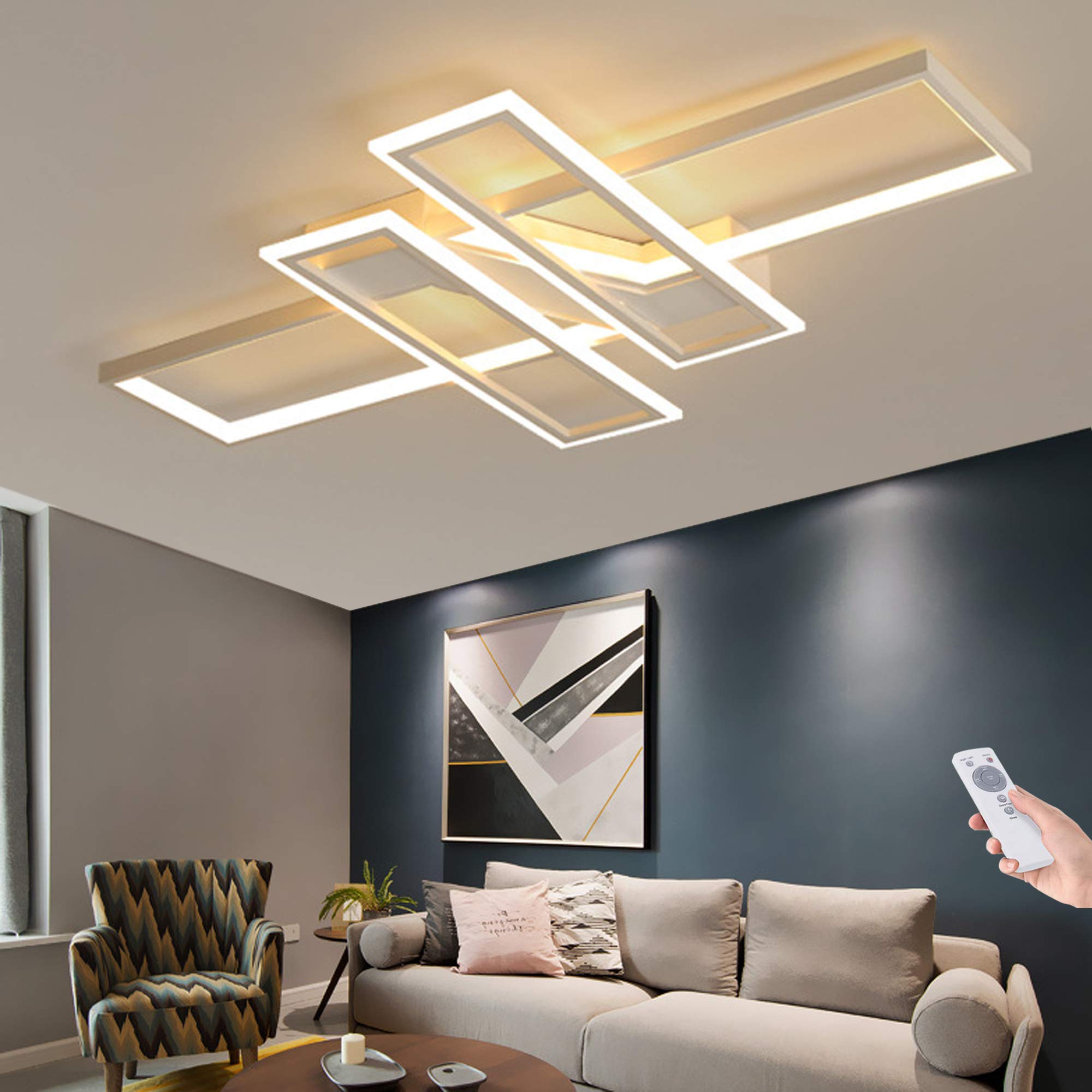 SAYOO Plafonnier LED Lune En Bois, Plafonnier En Acrylique De Style