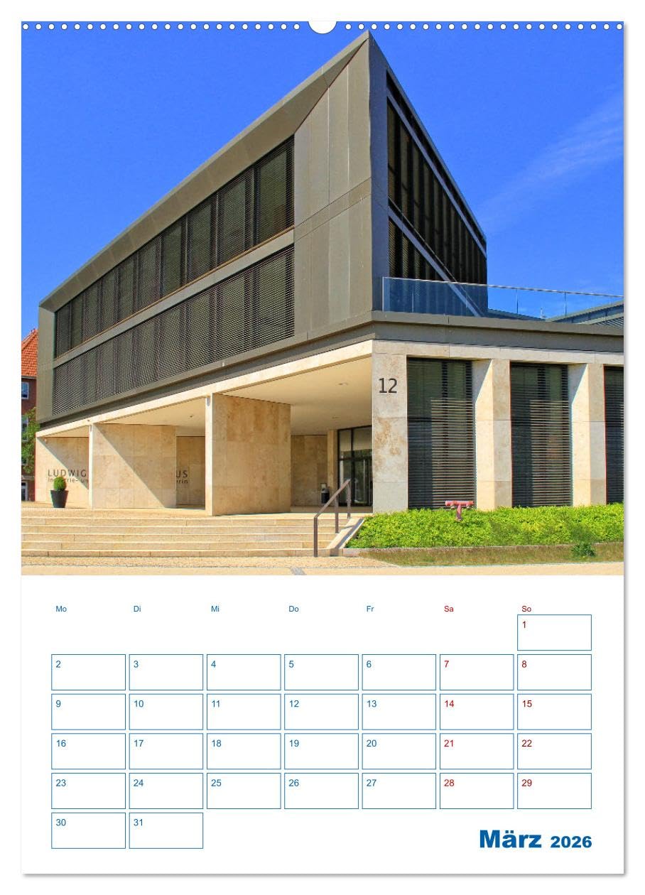 Residenzstadt Schwerin Mecklemburgo-Pomerania Occidental - Agenda (calendario de pared 2026 DIN A2 alto), calendario mensual CALVENDO