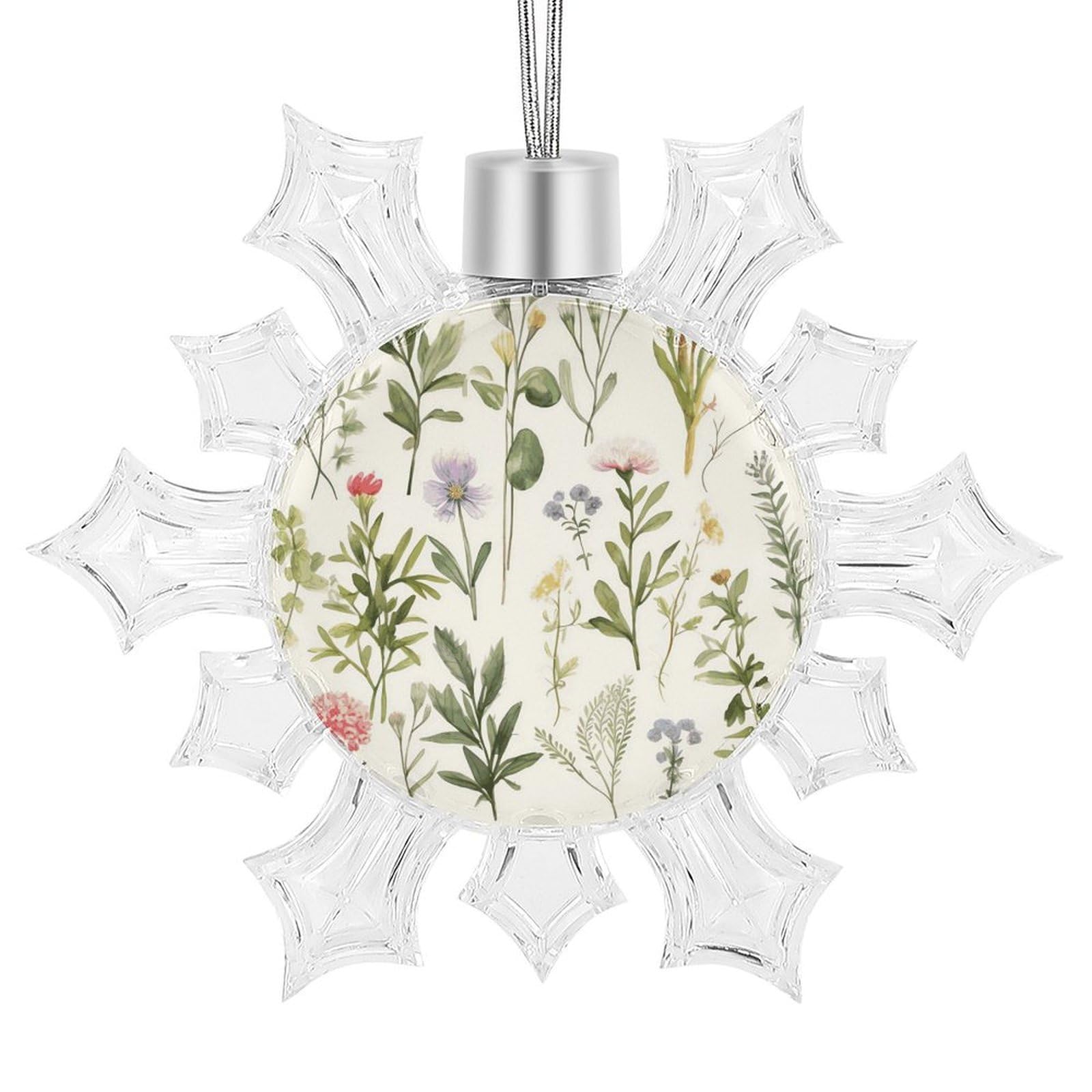 Season Watercolors of Herbs Flowersb Snowflake Ornaments Cute Snowflake Pendant Exquisite Christmas Tree Ornaments for Christmas Weddings New Year Birthday Holiday Celebration