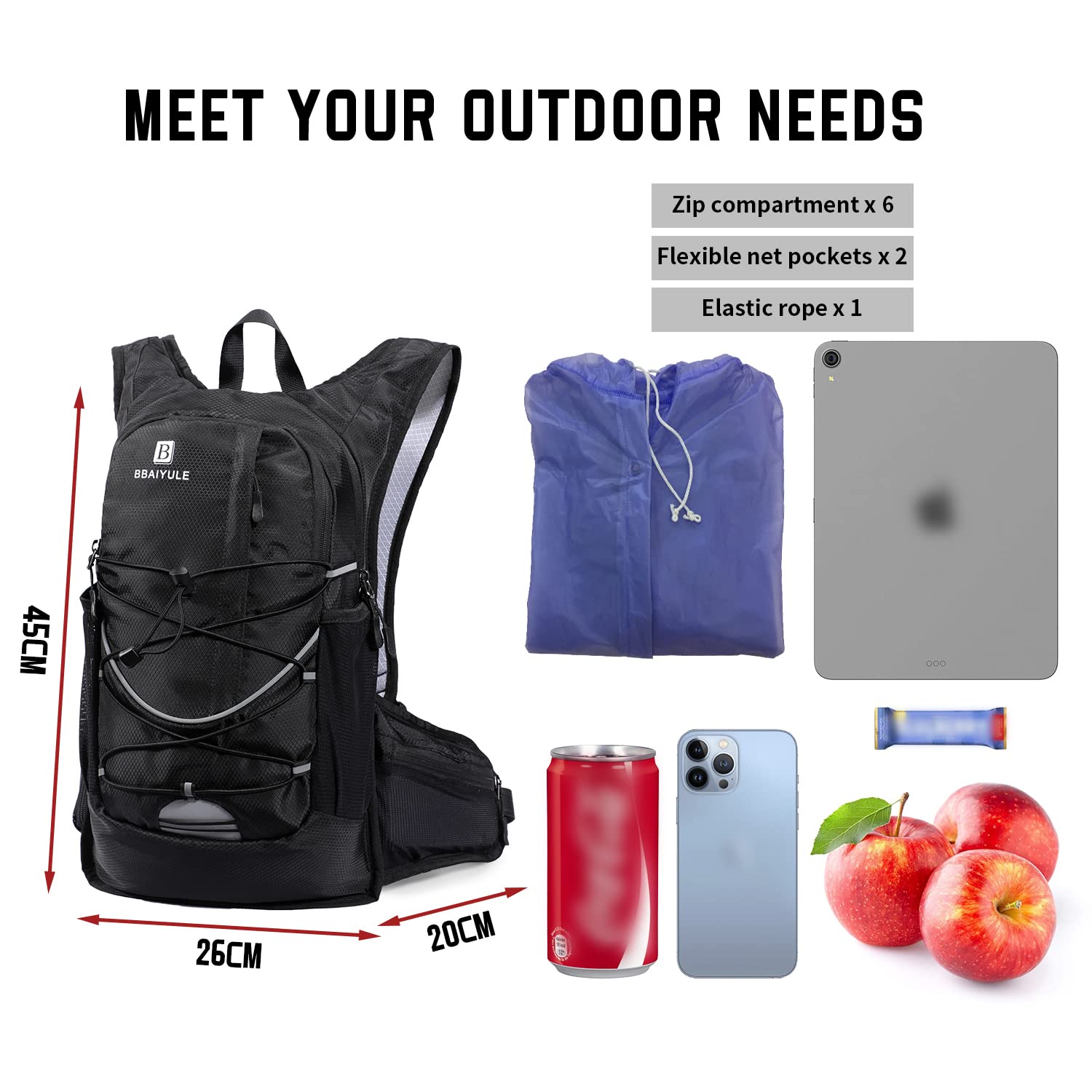 Paquete de hidratación, Mochila de hidratación aislada con Bolsa de Agua sin BPA de 2 litros, para Correr, Senderismo, Ciclismo, Escalada, Camping, Ciclismo