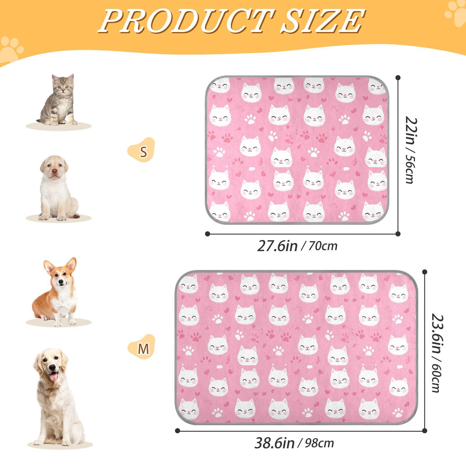 siphylline Cartoon Cute White Cat Summer Cooling mat Gel Self Cooling Bed for Outdoor Cats for Chicken Cozy Sleeping Cordless tapete refrescante para mascotas S