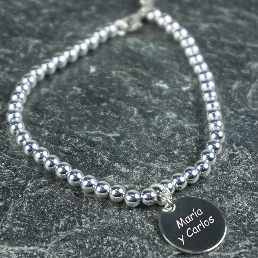 CALLE DEL REGALO Pulseras de plata personalizadas para mujer con texto grabado