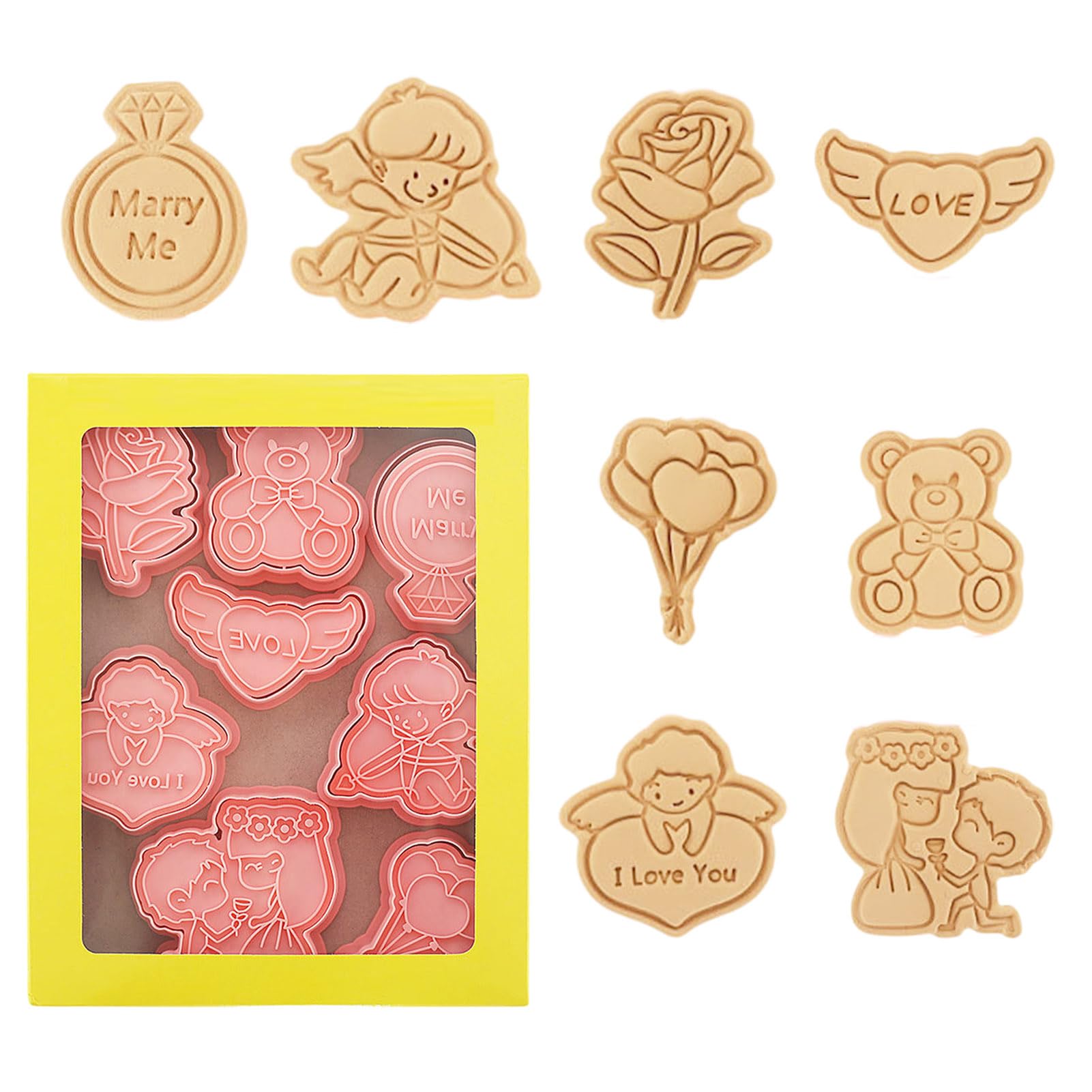 Cookie Cutter, 3D Cooking Cutter Set, 8-Piece Set, Cookie Cutter, Confectionery, Kitchen, Confectionery Supplies, Press-Type, Kitchen, Lunch, Handmade, Birthday Present, Gift, Exclusive Packaging Box