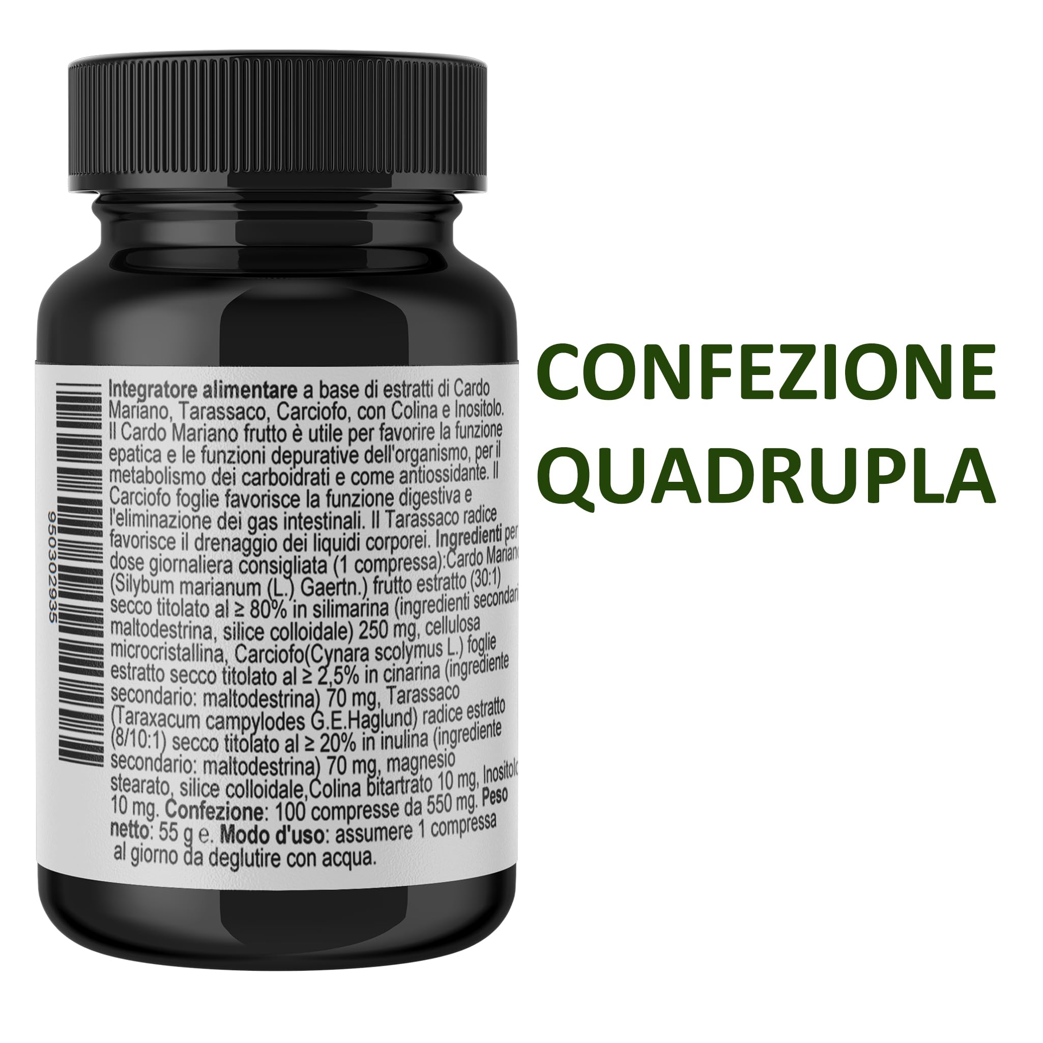 Depurare 400 Compresse - Cardo Mariano 80% Silimarina Tarassaco 20% Inulina Carciofo 2,5% Cinarina Colina e Inositolo - Detox Drenante Detossificante