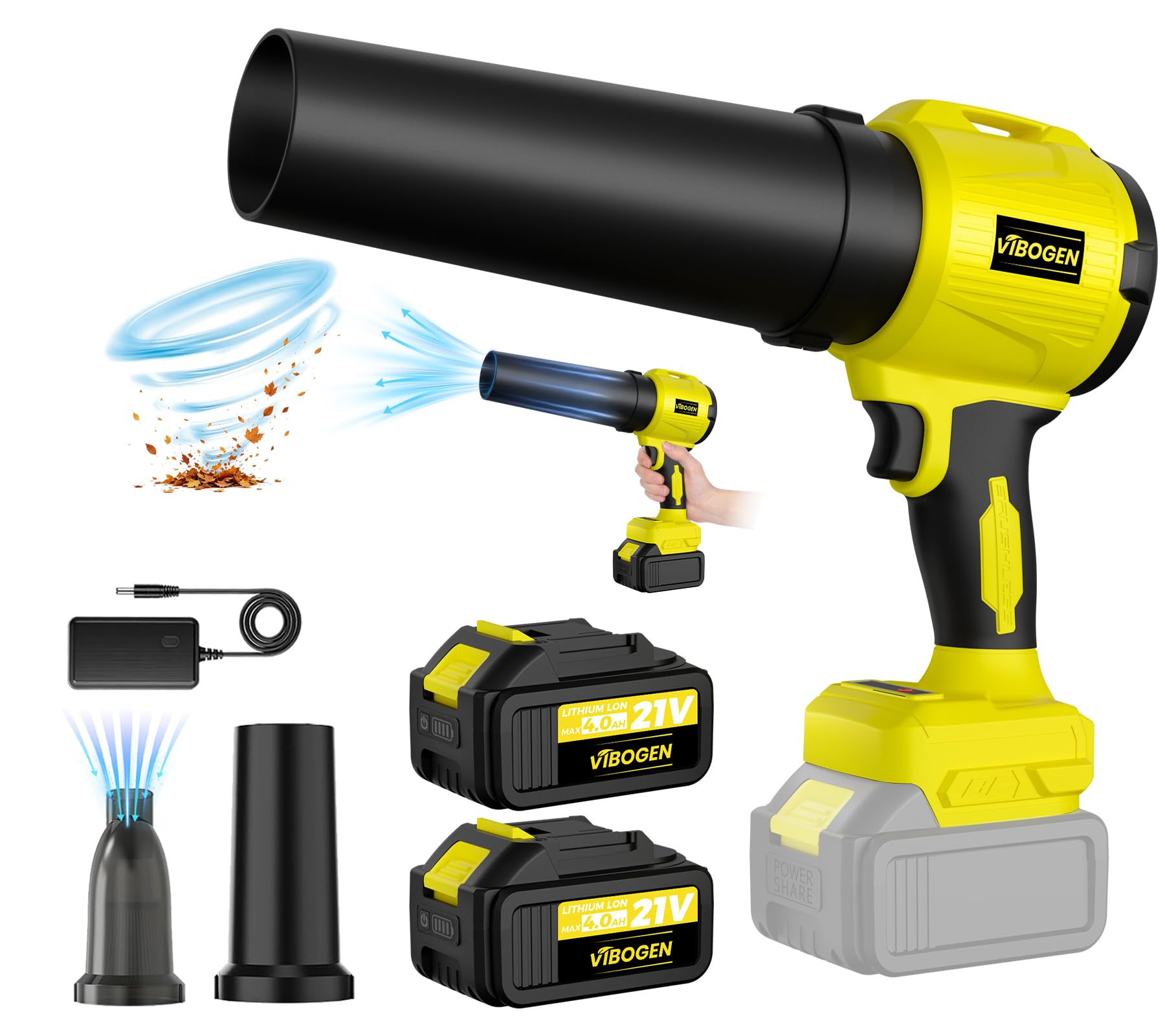 Turbo-Powered Jet Blower Small Leaf Vacuum Cordless with Battery & Charger