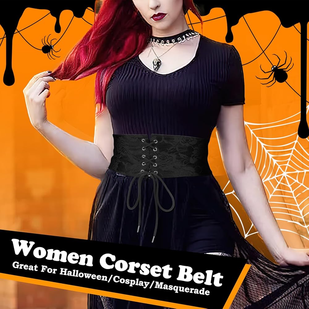 SUOSDEY Corset Belt for Women, Lace Wide Waist Belt for