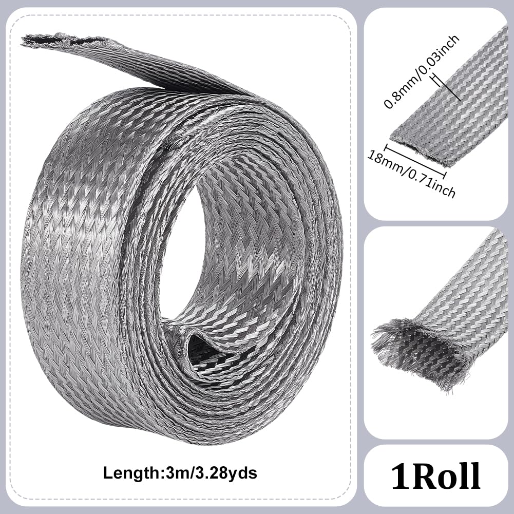 UNICRAFTALE Treccia metallica intrecciata in acciaio inossidabile 30 mm di larghezza 3 m guaina schermatura cavi nastro metallico flessibile estensibile per protezione cavi elettrici