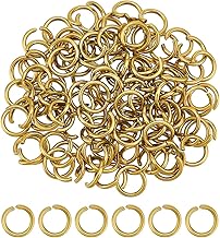 UNICRAFTALE 100 anillos curvados chapados en oro de 18 quilates, de acero inoxidable, 10,5 mm, redondos, anillos para llaveros, anillos de conexión de metal para la fabricación de joyas accesorios