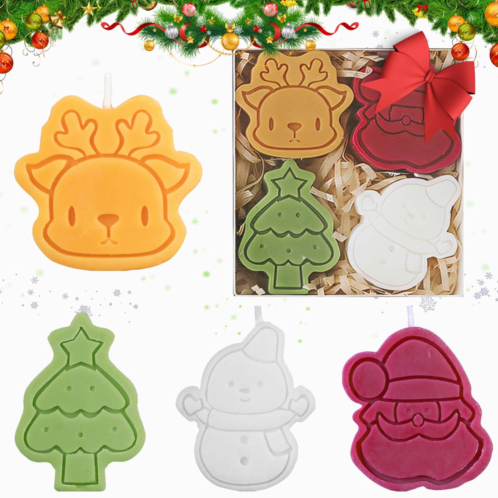 Velas Perfumadas Navidad, 4 Piezas Juego de Regalo de Velas Perfumadas Navideñas, Velas Aromáticas Navidad, Velas Aromaticas para Regalo, Velas de Cera de Soja, Velas Decorativas Navideñas (#2)