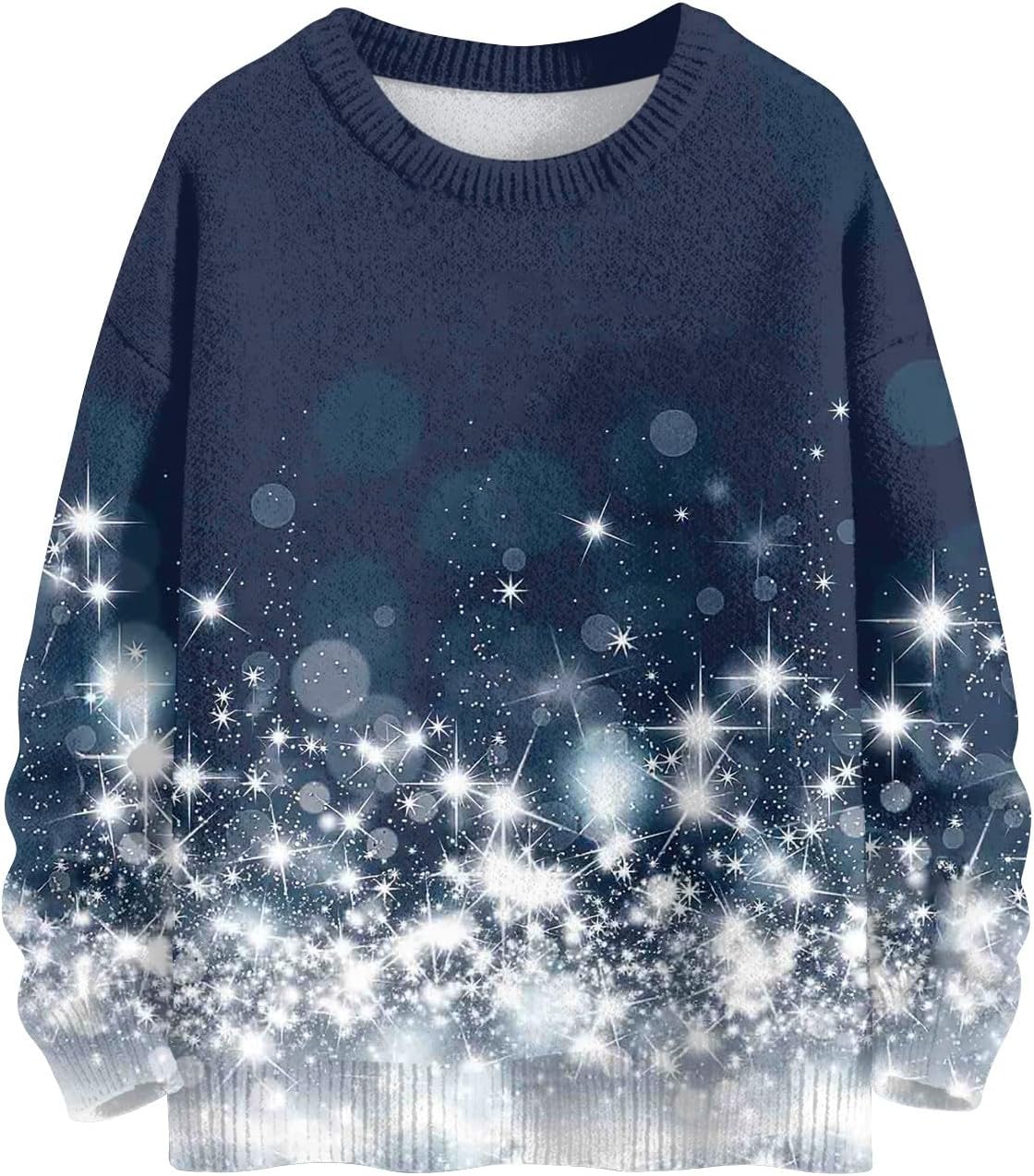 Ymosrh Men's Sweaters Long Sleeve Round Neck Snowflakes Print Knitted Pullover Casual Sweaters, M-5XL