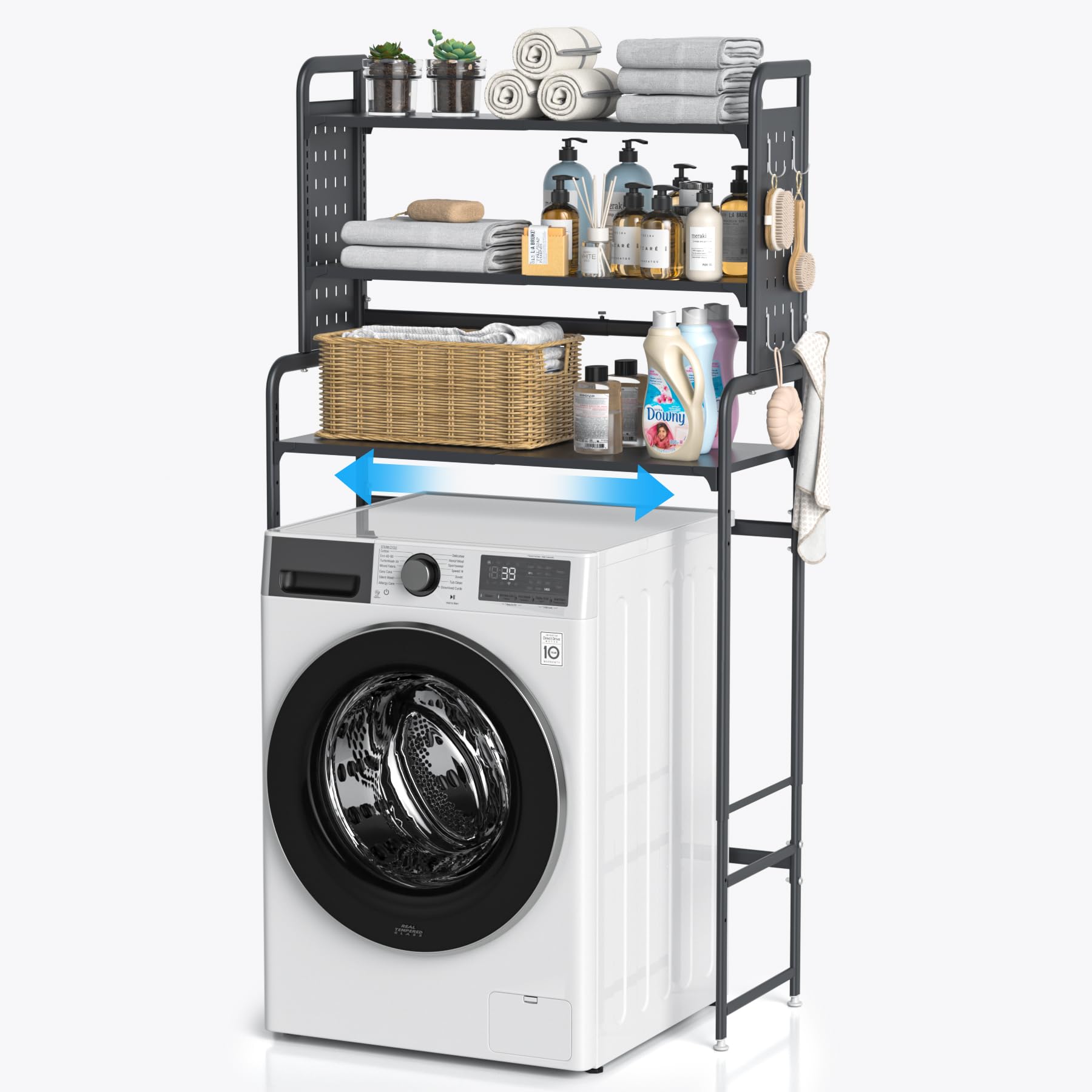 Amazon｜KAKYUKAN 洗濯機ラック ランドリー収納棚 有孔ボード付き 棚3