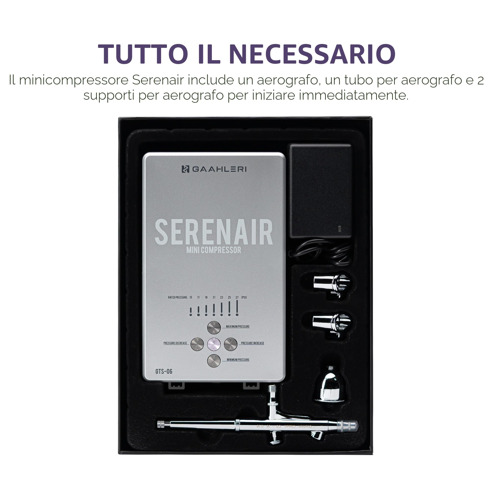 Gaahleri Kit Aerografo, Serie Ambition GTS-06, Aerografo e Compressore d'Aria con Controllo dell'Aria