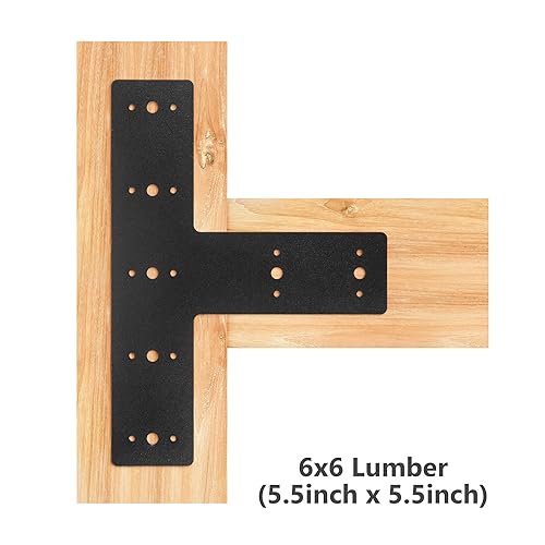 Miniatura 6 de Soporte plano de acero en forma de T de 14 "x 8.5" (1 pc) con recubrimiento en polvo como placa de reparación, soportes de unión, soportes de