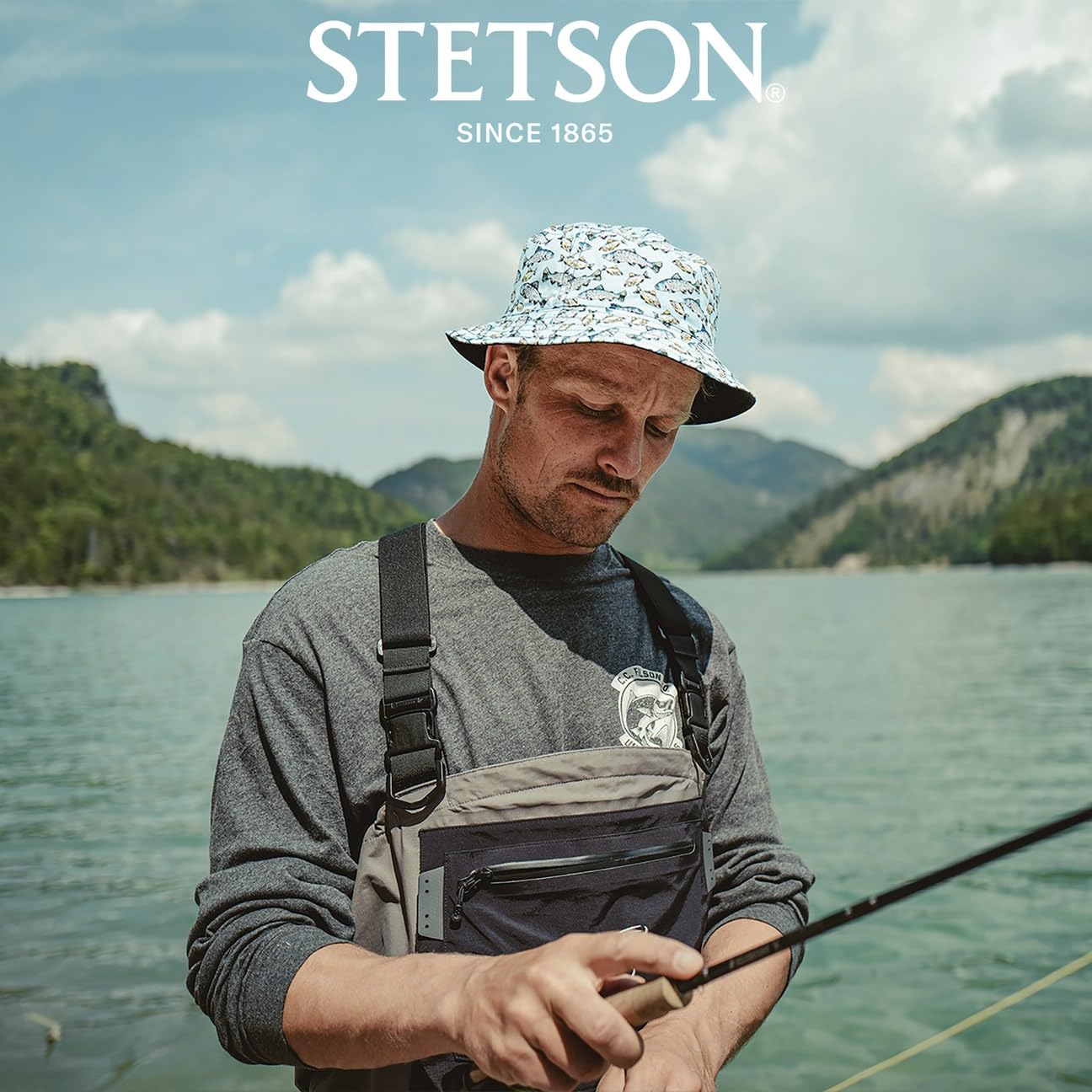 Stetson Allover Fish Bucket Wendehut Flexibel Stylisch UV-Schutz 40 Damen Herren Frühjahr Sommer