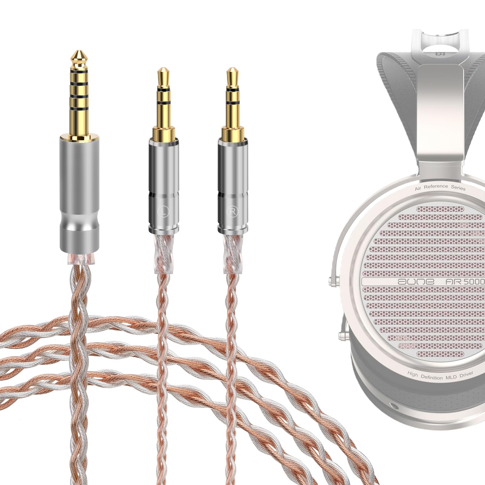 GEEKRIA Apollo - Cavo bilanciato da 4,4 mm, 6N OCC e cavo di aggiornamento per cuffie ibrido placcato argento, 1,5 m, compatibile con FiiO FT1, FT3, FT5, FT7, FT13, JT1, Aune AR5000, SR7000