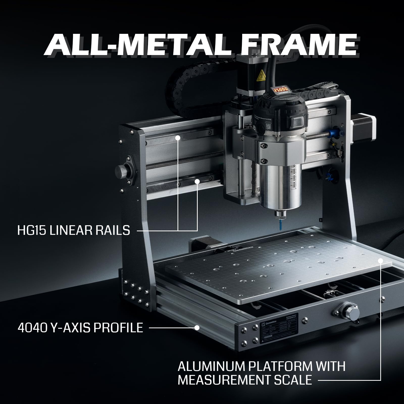 SainSmart Genmitsu 3020 PRO Ultra Kit de routeur entièrement métallique, broche de 710 W améliorée pour métal, bois, ventilateur de carte mère intégré, zone de travail 30 x 20 x 8,1 cm