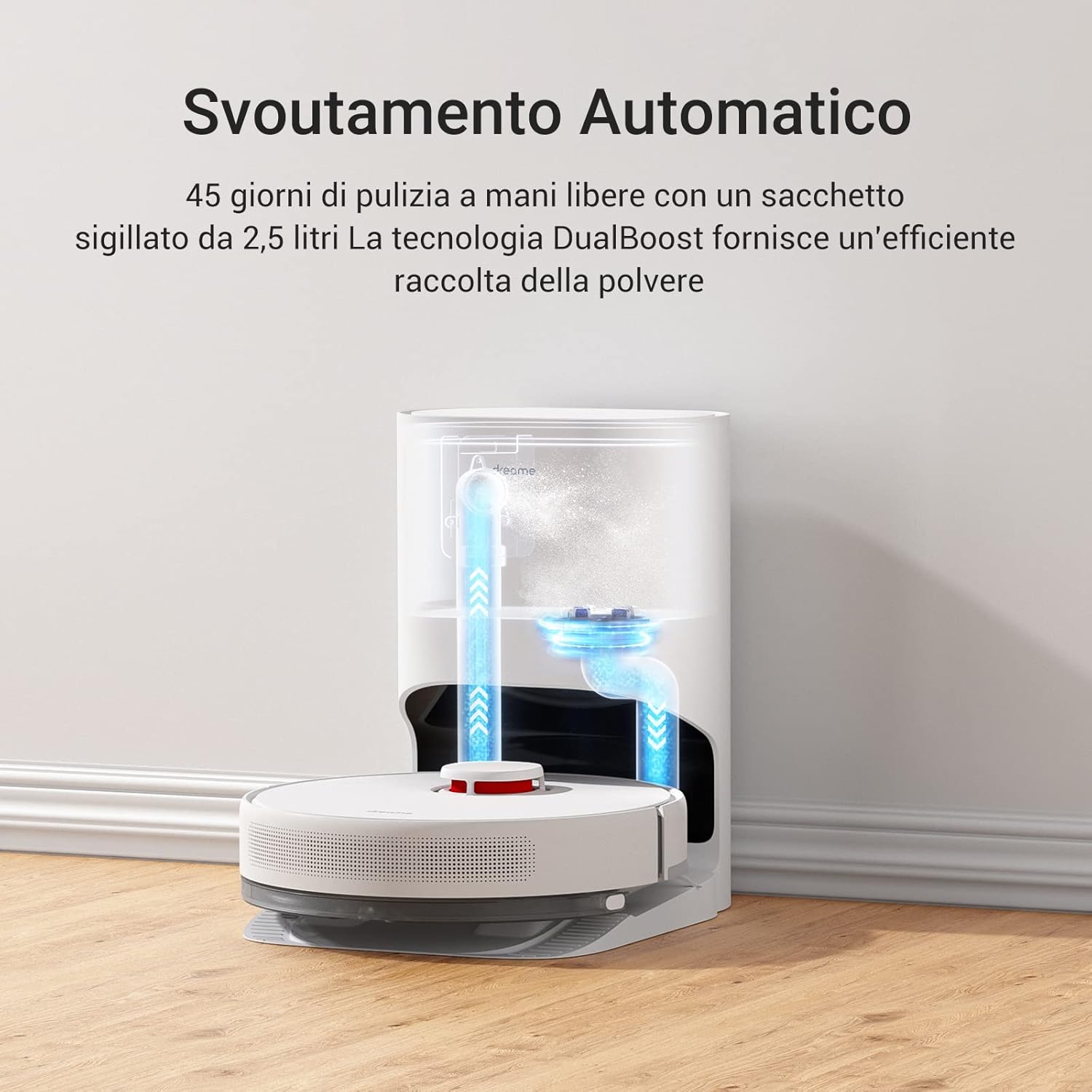 Dreame D10 Plus Robot Aspirapolvere Lavapavimenti con Svuotamento Automatico Polvere, Navigazione LiDAR Rilevamento ostacoli, Aspirazione 4000Pa Tappeti Peli Animali, Autonomia 170min, WiFi/APP/Alexa
