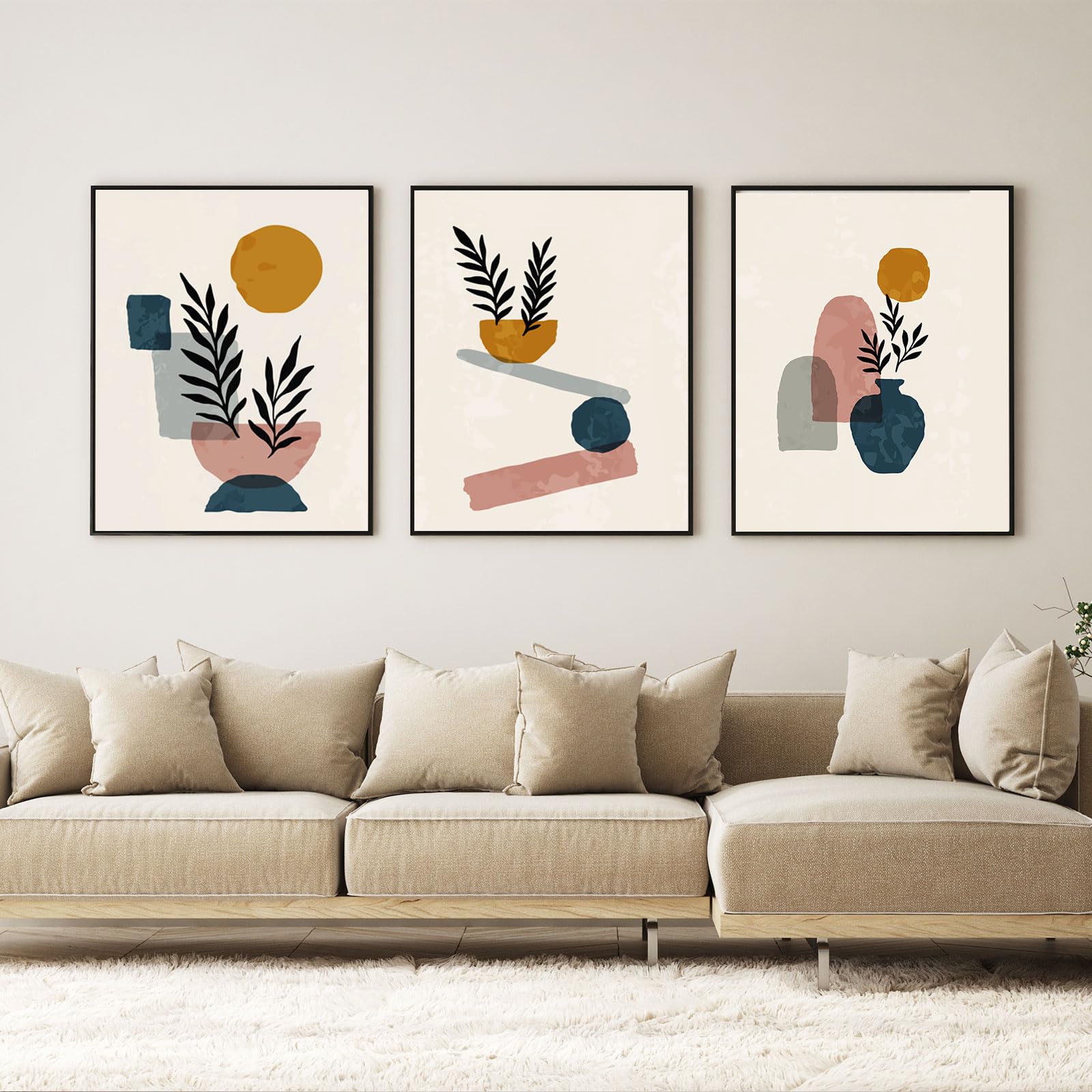 VTRXEG Abstract Canvas Prints,Modern Bohemian Botanical Poster Set,for Living Room Bedroom Decorative Walls Unframed(C,3x40x60cm)