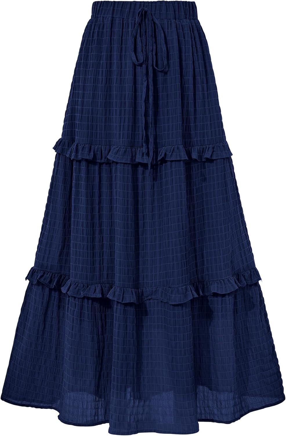 BTFBM Women's Long Summer Skirt 2026 Elegant High Waist Cocktail Party Wedding Guest Dress Flared A-Line Midi Skirts(Dark Blue,Medium)