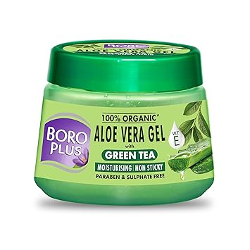 Boroplus Aloe Vera Gel With Green Tea 100% Organic For Skin & Hair, Rich In Vitamin E And Antiseptic Herbs For Smooth, Nourished And Moisturised Skin, 200Ml - image, photos