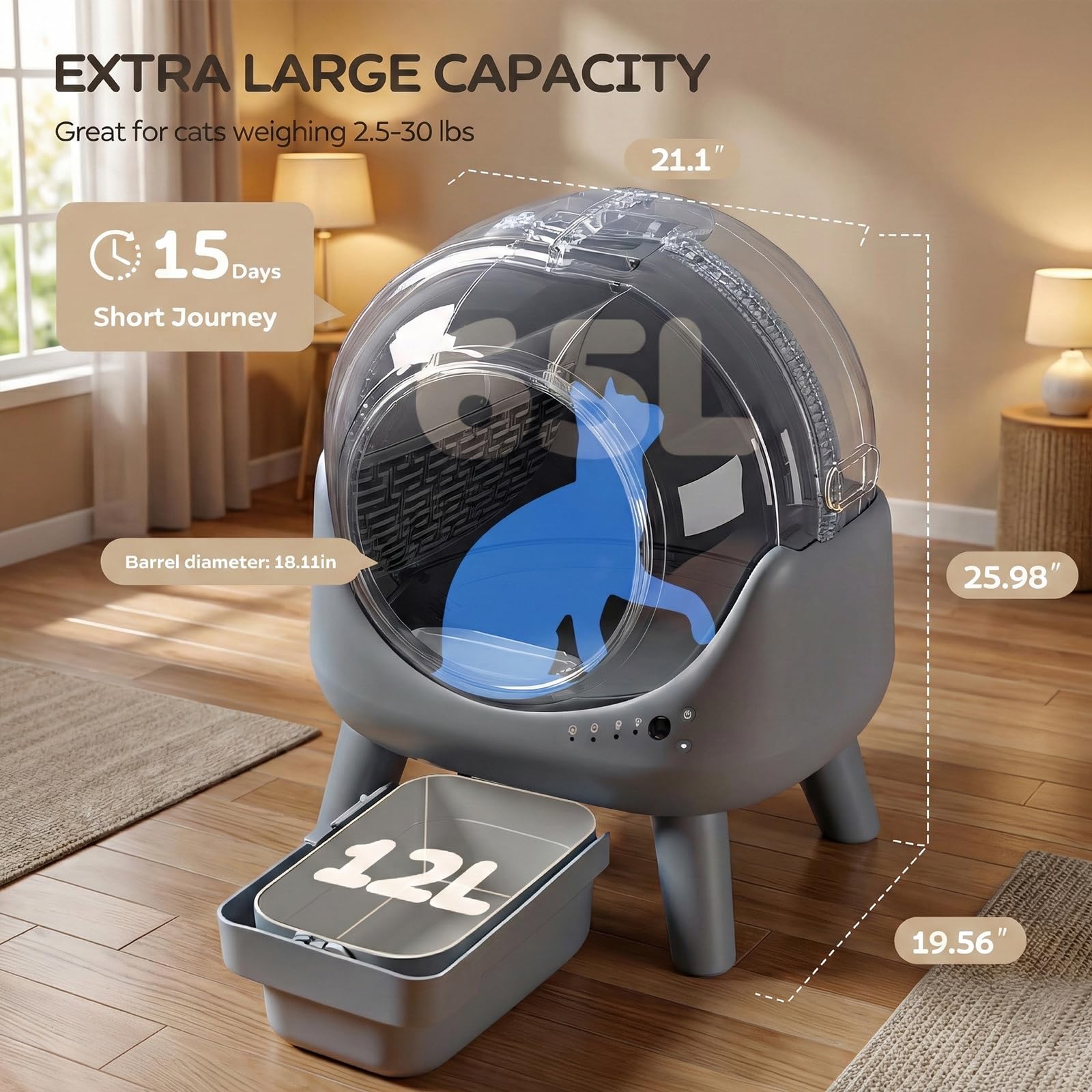 Self Cleaning Litter Box for Multiple Cats, Automatic Cat Litter Box with APP Control, Advanced Safety Sensors & Odor Control, Quiet Operation, Red Beo3 - image 2