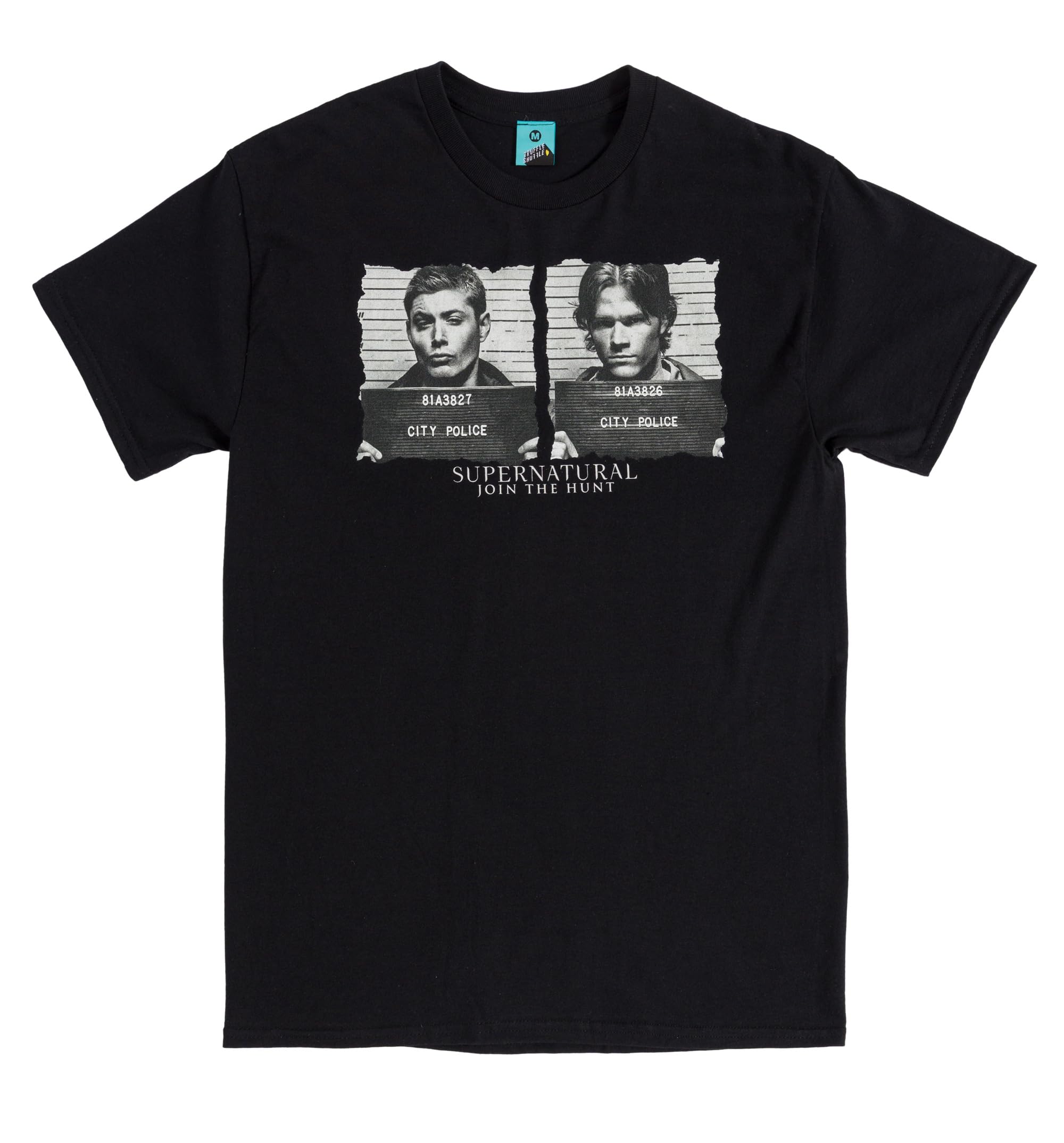 Supernatural Sam and Dean Mug Shots Black T Shirt