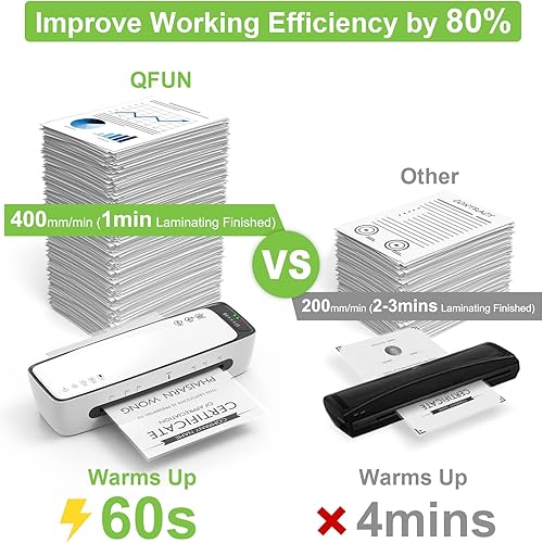 Miniatura 4 de Máquina laminadora de 9 pulgadas de laminación térmica y paquete de 20 hojas de laminación de 8.5 x 11 pulgadas, bolsas de laminación térmica
