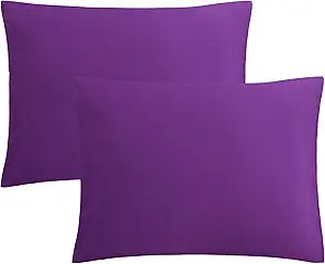 FLXXIE Microfiber Pillow Cases Standard Size, Soft Pillowcases with Envelope Closure, Wrinkle, Stain Resistant Pillow Covers, 20x26, Purple