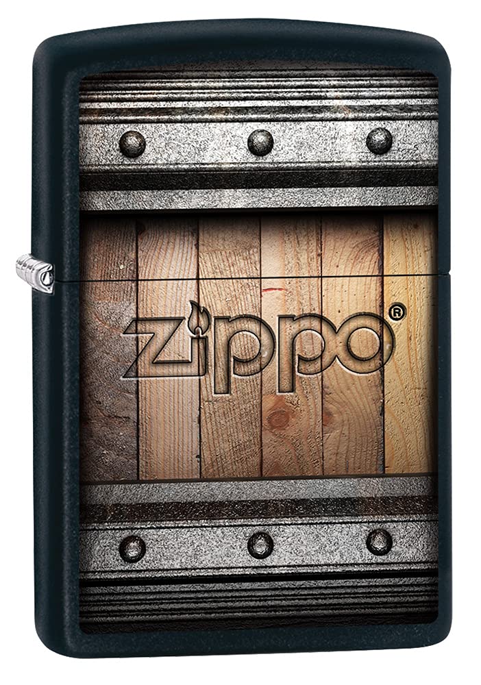 Zippo Briquet Tempête - Design Logo - Finition Noire Mate avec Impression Color Image - Rechargeable - Réutilisable - Design Coupe-Vent - Coffret Cadeau - Fabriqué aux États-Unis