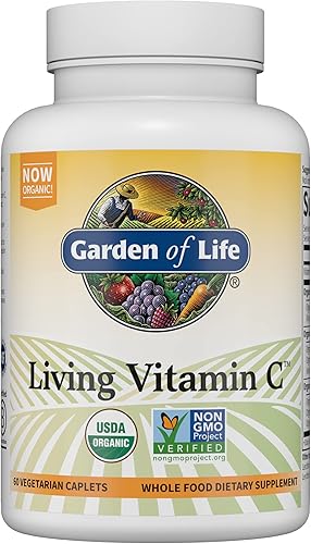 Garden of Life Vitamina C para adultos con antioxidantes y bioflavonoides cítricos, ahora certificada orgánica, vitamina C viva, suplemento