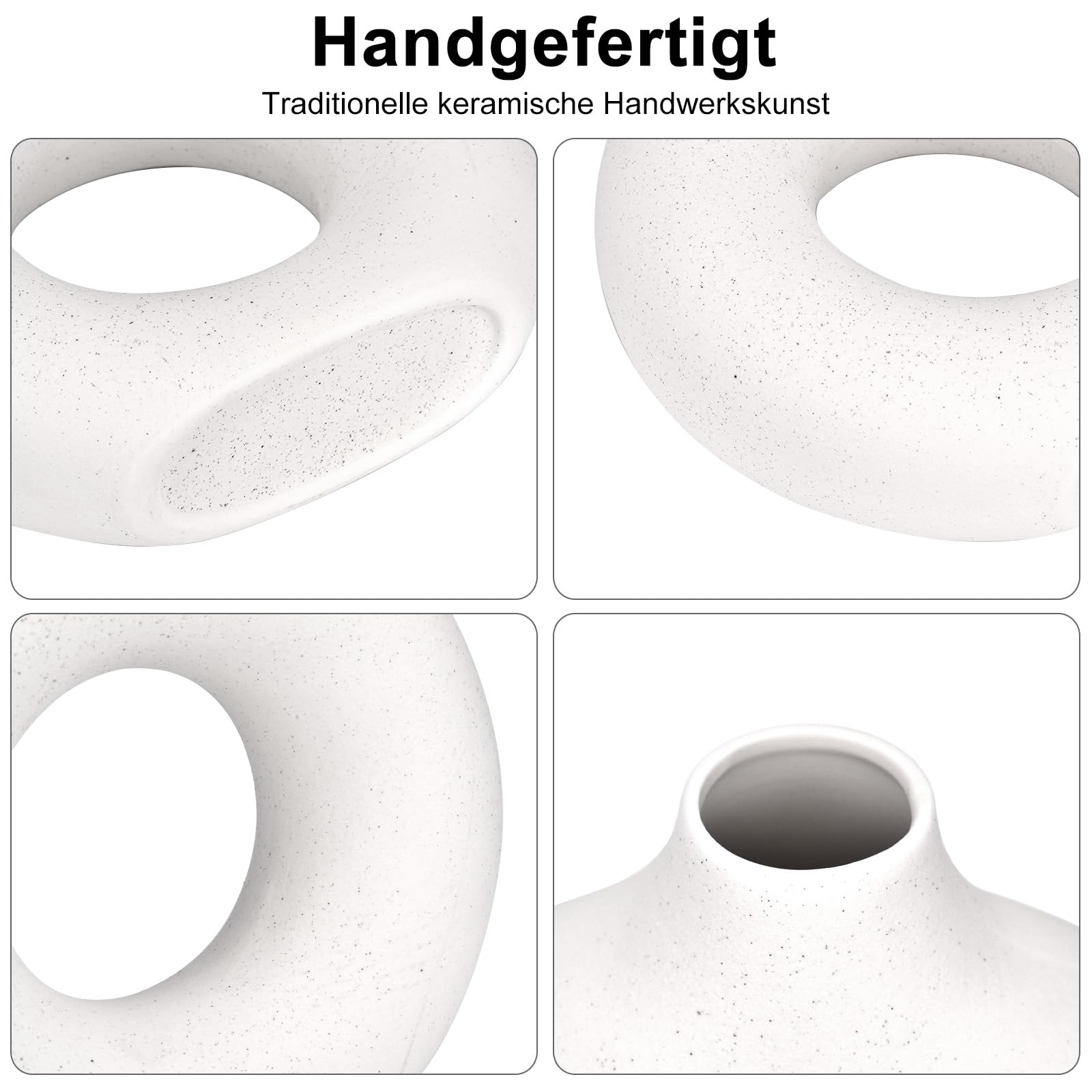 Vase Beige En Céramique Mat Style Donut - Déco Moderne Pour Fleurs Séchées | Salon, Appartement, Nappe