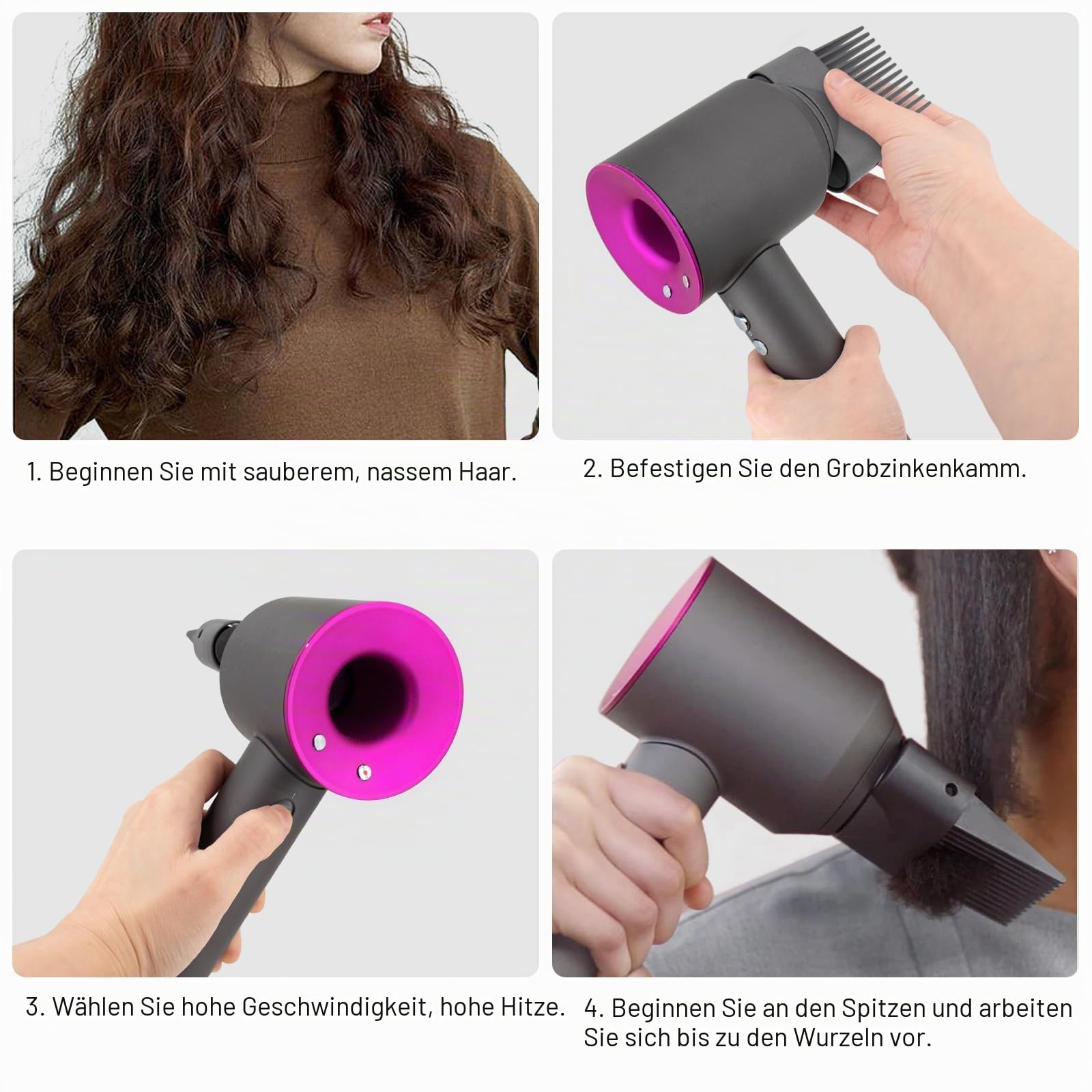 Kammaufsatz mit breiter Zahnung für Dyson Supersonic Haartrockner, Teilenummer 969748-01
