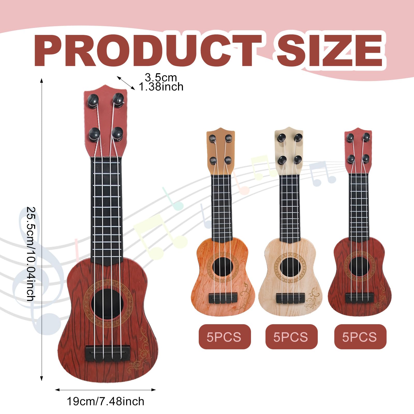 SENONAPO 15 Pcs Kids Toy Guitar 10 Inch Mini Classical Ukulele Guitar Toy Beginner Rhyme Developmental Musical Instrument Toddlers Ukulele Guitar Cute Guitar Toy for Toddler Educational Toy Supplies