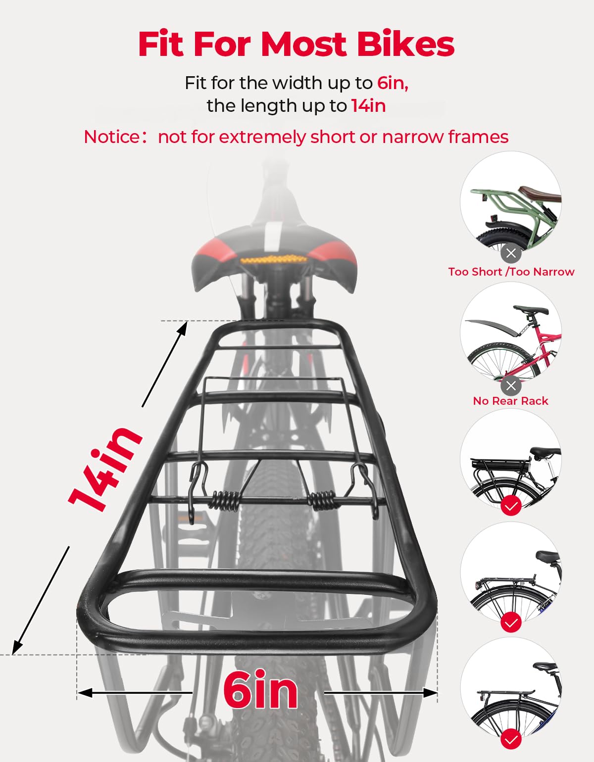 KEMIMOTO Bike Bag Bicycle Panniers Rear Rack Bag, 34L Large Capacity Water Resistant Bicycle Trunk Bag, Bike Saddle Bag for Grocery Shopping, Support for Width Less Than 6 inches Bike Rack, Grey