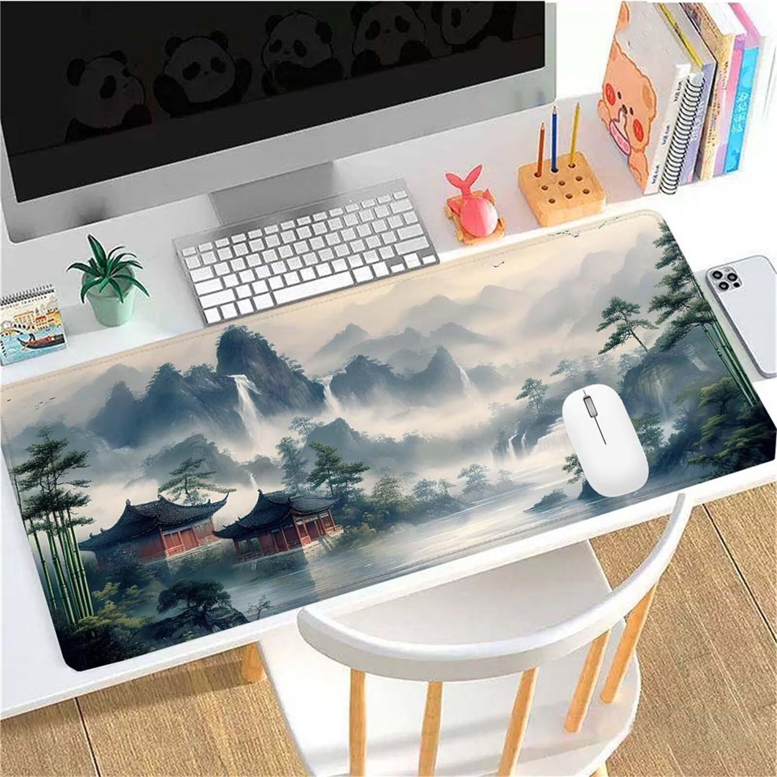 Alfombrilla Ratón Caer Paisaje Alfombrilla Ratón XXL 1400x600x3mm Mouse Pad Resiste Salpicaduras, Extendida de Gran Tamaño con Bordes Cosidos, Mejora la Precisión y la Velocidad, Antideslizante y-385