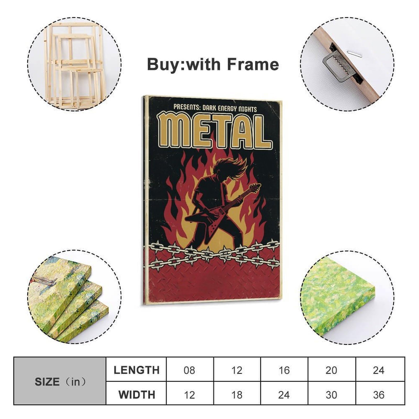 OKNGB Poster decorativo da parete su tela, motivo: chitarrista heavy metal hard rock rock classico, poster decorativo moderno per camera da letto, 40 x 60 cm