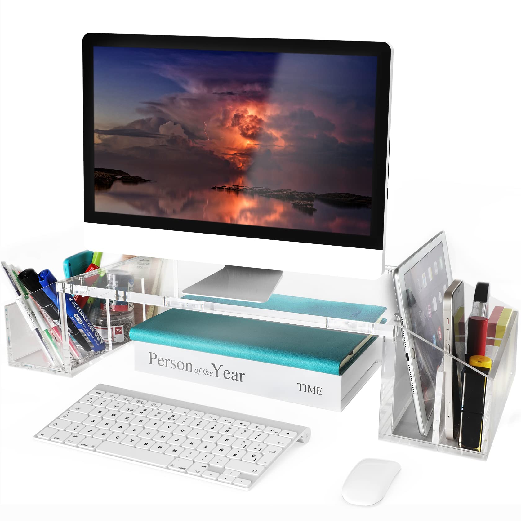 Buy IMLIB Acrylic Monitor Stand Riser for Desk Countertop, Clear