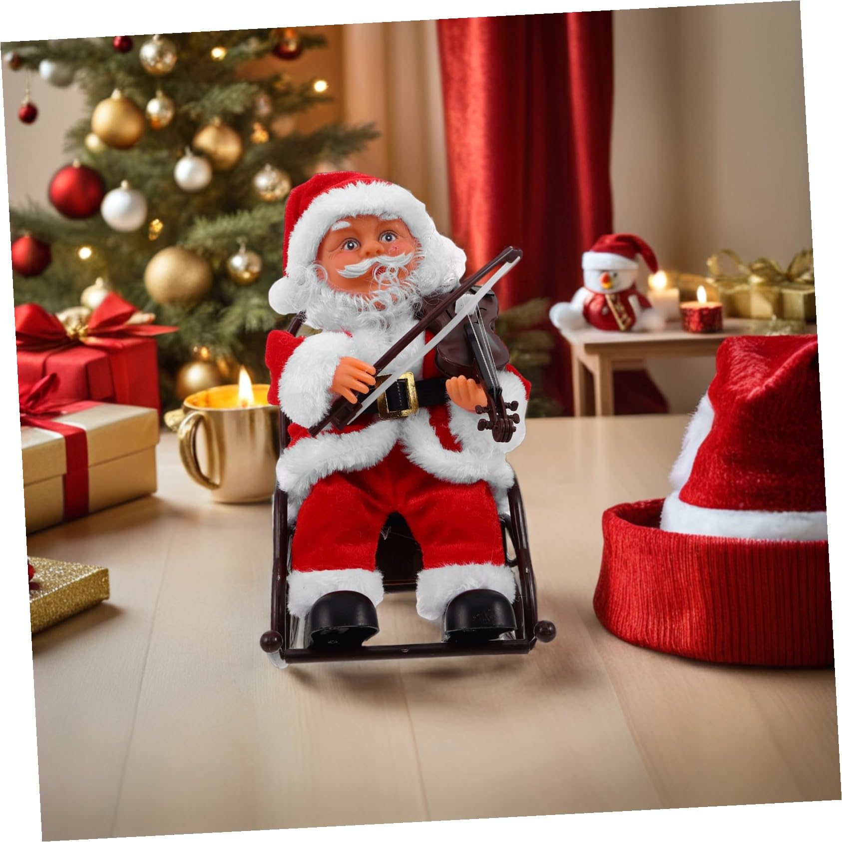 ERINGOGO Jouet Père Noël Électrique Et Musical pour Fêtes De Noël sur Fauteuil Roulant en Plastique Solide Décoration Festive pour Garçon Et Filles Et Adultes